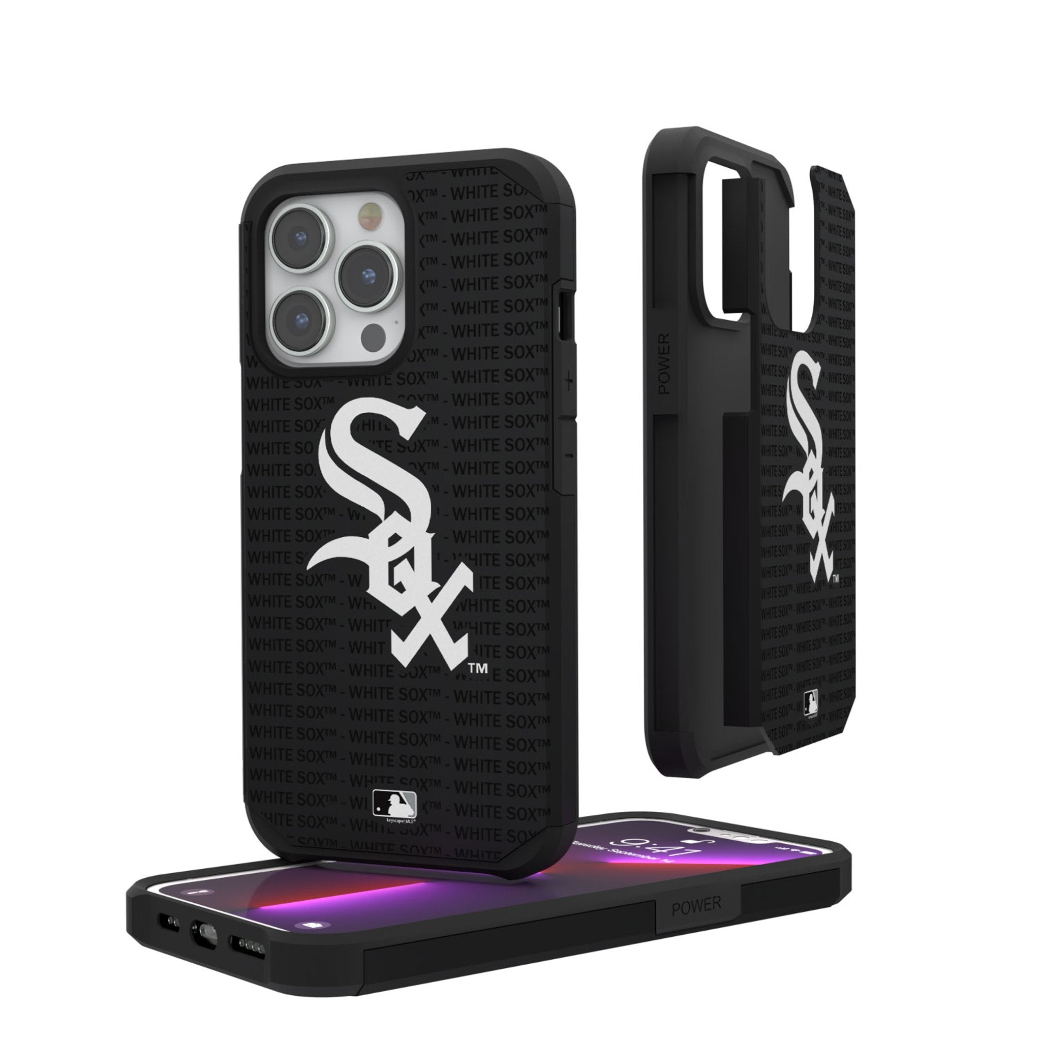 Chicago White Sox Text Backdrop Rugged Phone Case - Sports Gifts, Sports Memorabilia, Sports Collectibles, Fan Shop