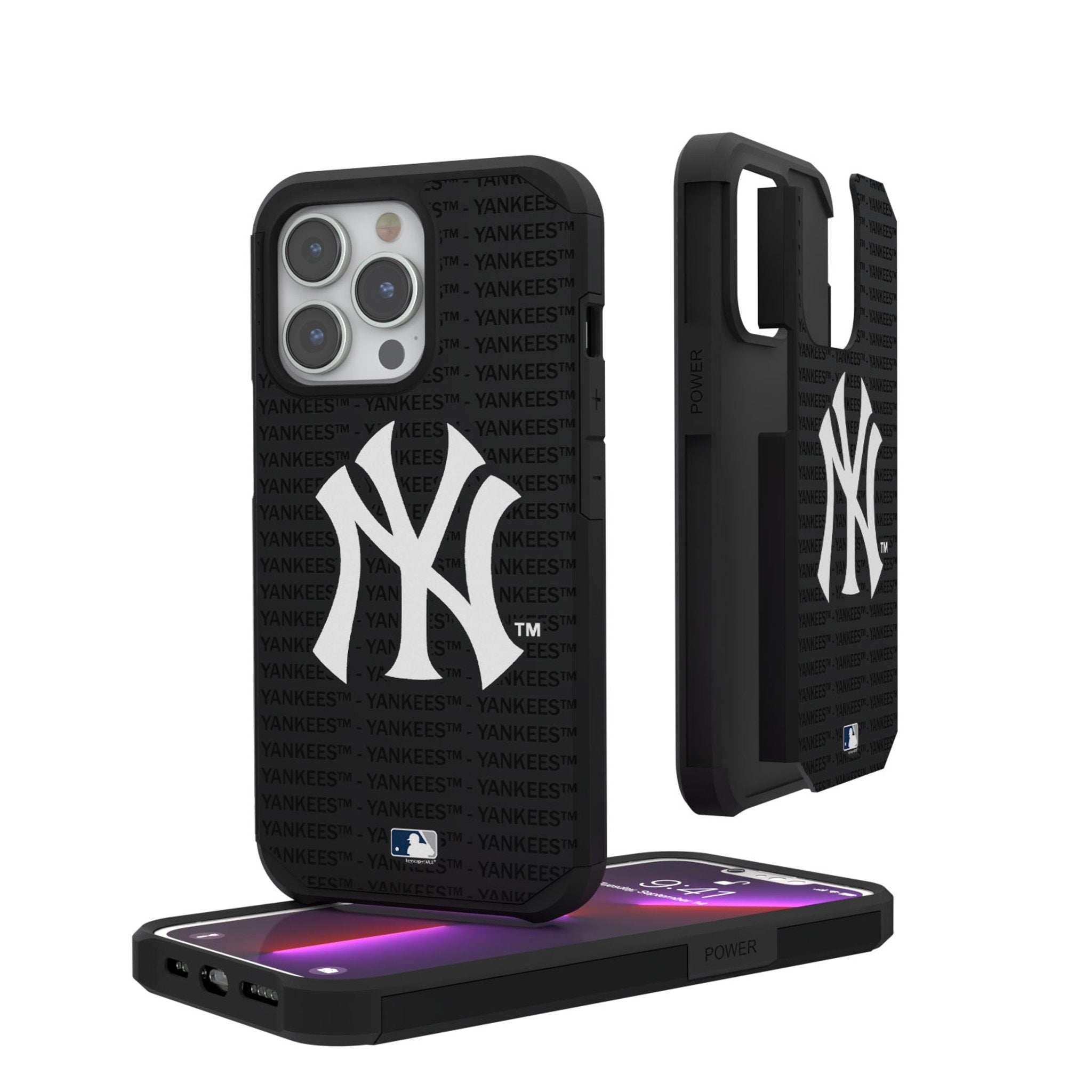 New York Yankees Text Backdrop Rugged Phone Case - Sports Gifts, Sports Memorabilia, Sports Collectibles, Fan Shop