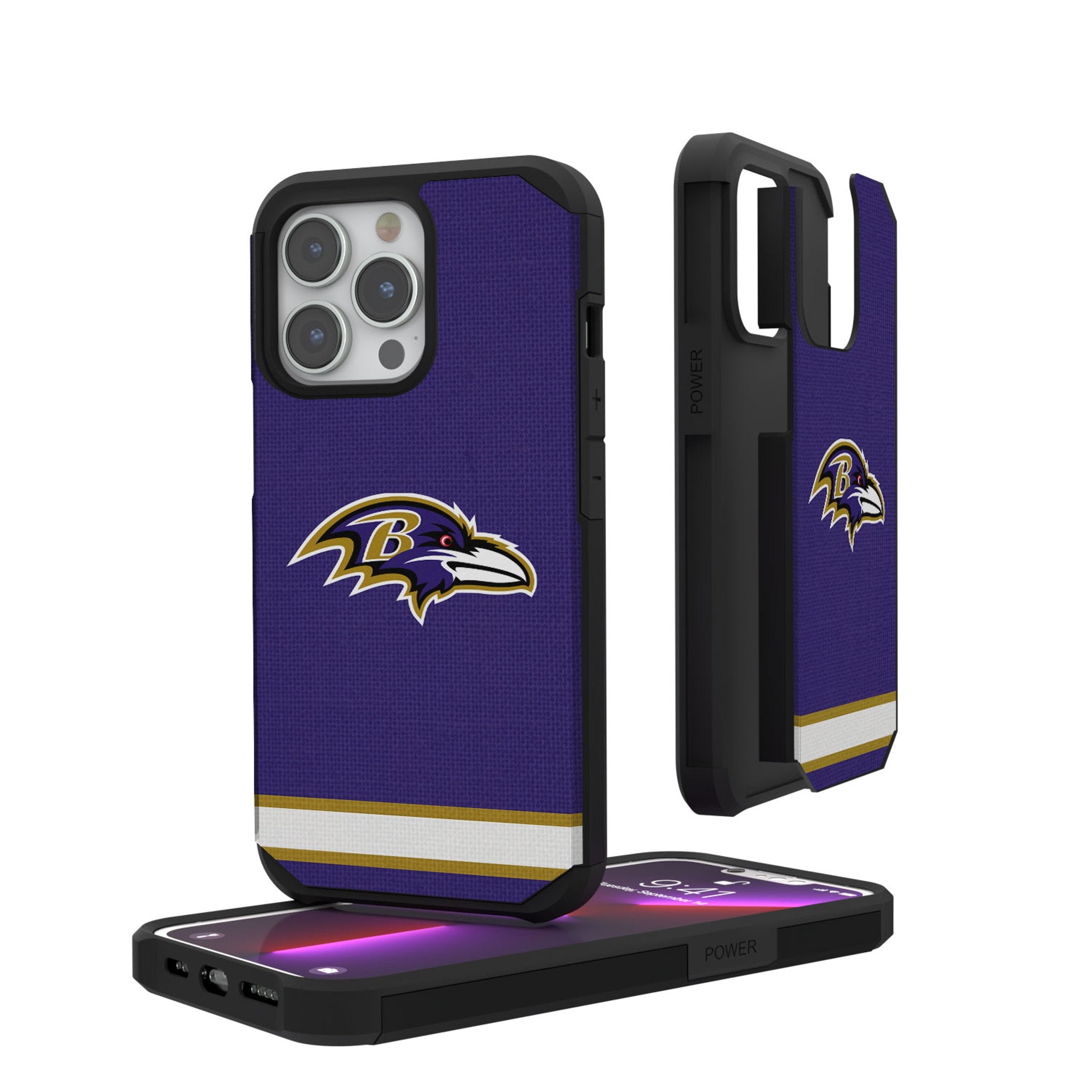 Baltimore Ravens Stripe Rugged Phone Case - Sports Gifts, Sports Memorabilia, Sports Collectibles, Fan Shop
