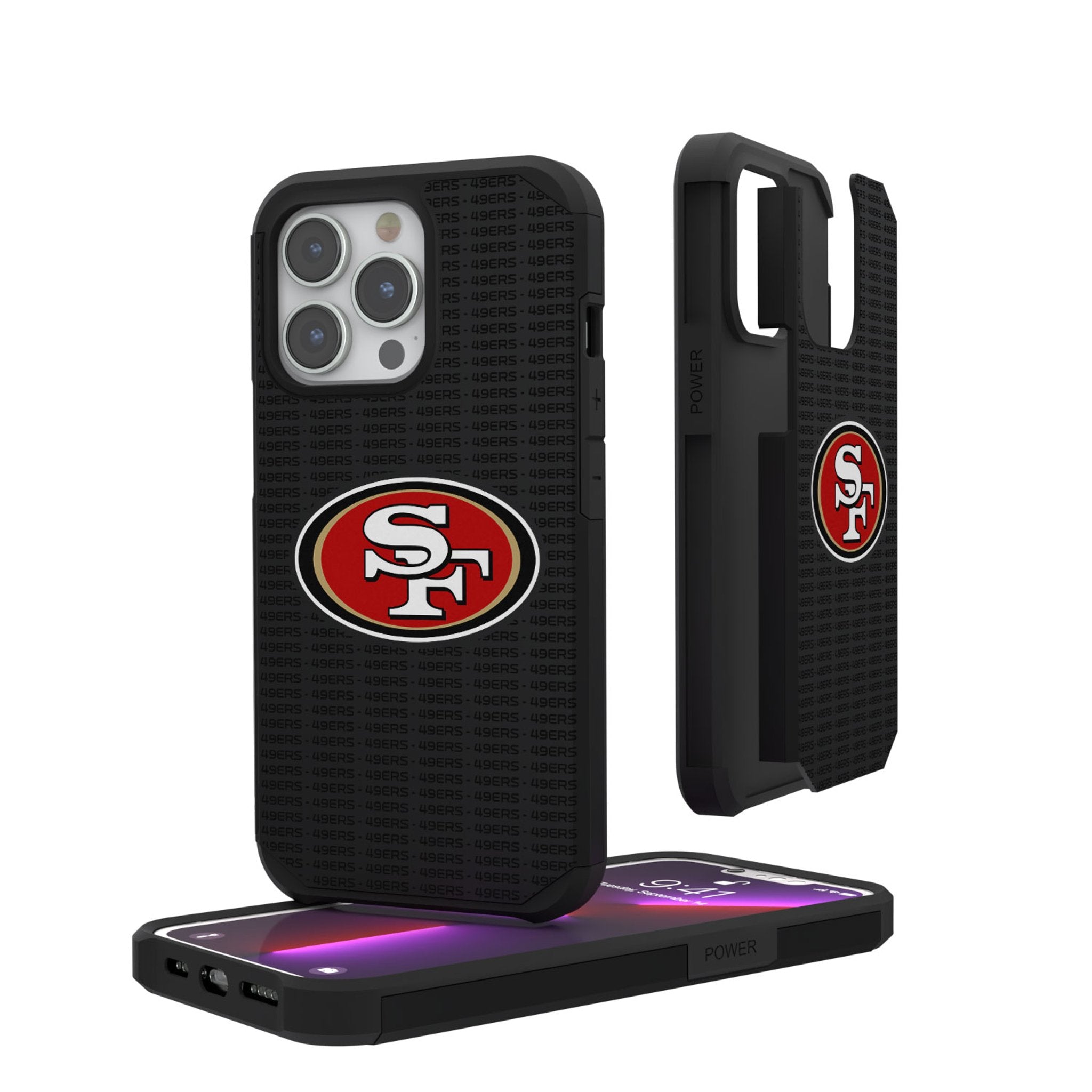 San Francisco 49ers Text Backdrop Rugged Phone Case - Sports Gifts, Sports Memorabilia, Sports Collectibles, Fan Shop