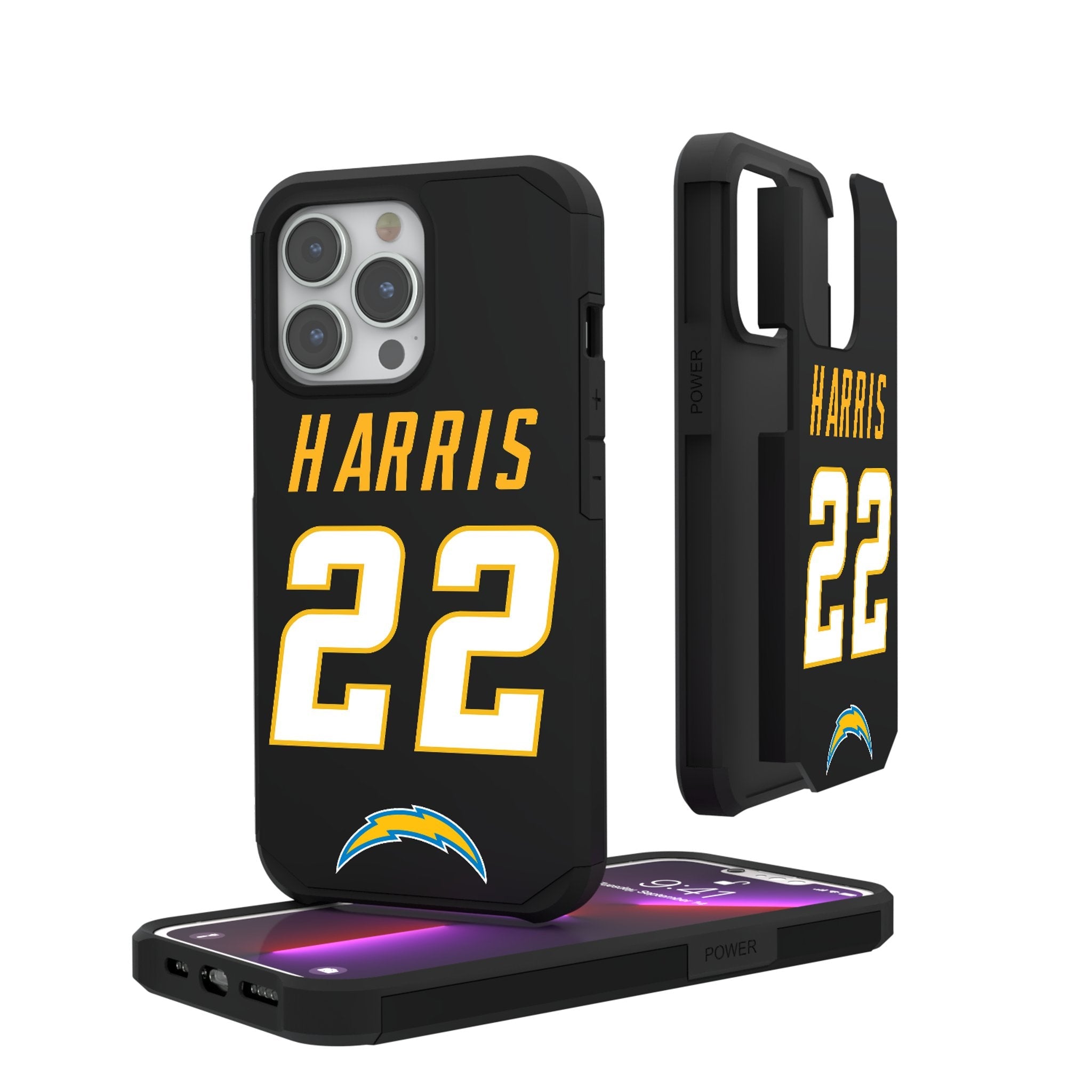 Najee Harris Los Angeles Chargers 22 Game Tactic Rugged Phone Case for Apple iPhone - Sports Gifts, Sports Memorabilia, Sports Collectibles, Fan Shop