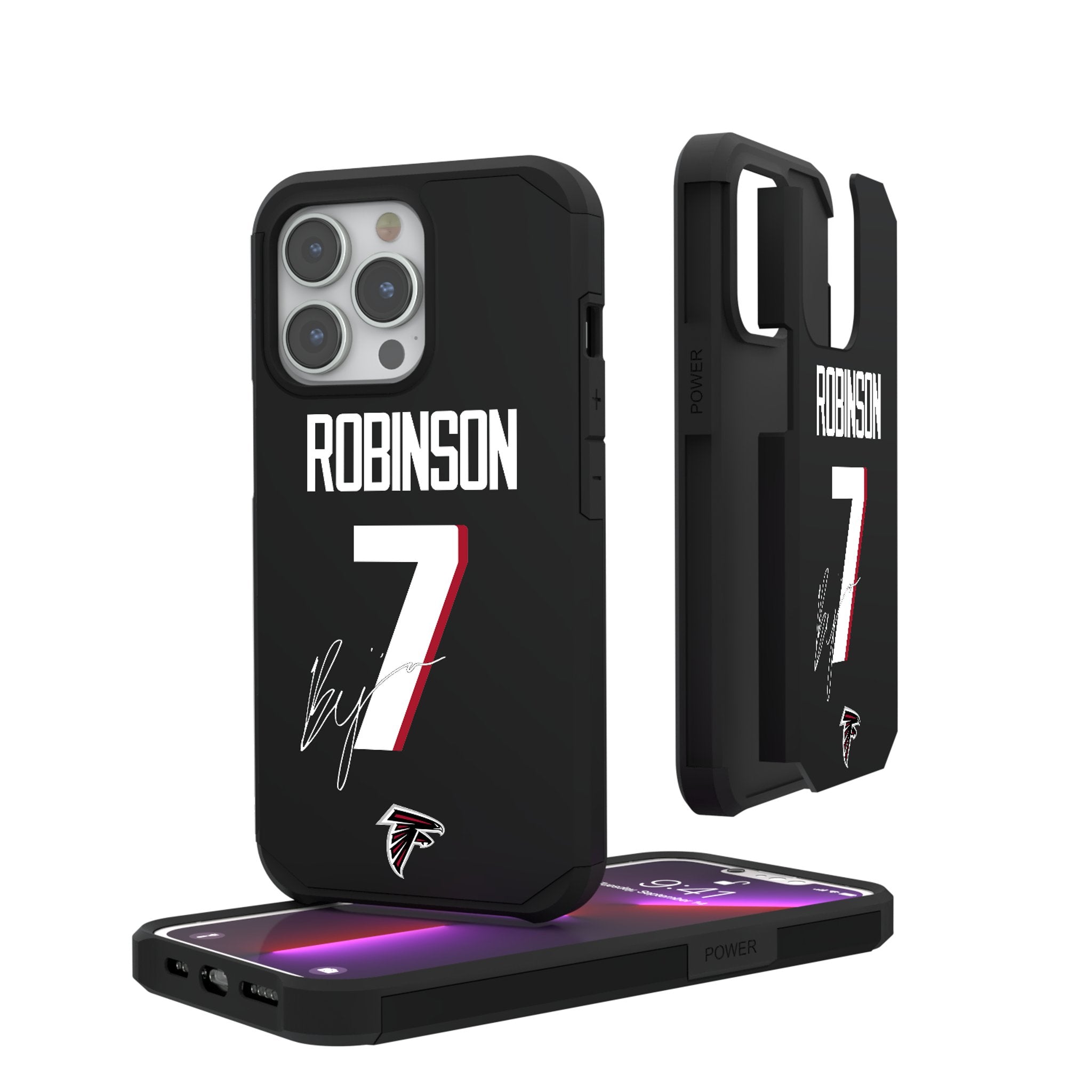 Bijan Robinson Atlanta Falcons 7 Ready Rugged Phone Case - Sports Gifts, Sports Memorabilia, Sports Collectibles, Fan Shop