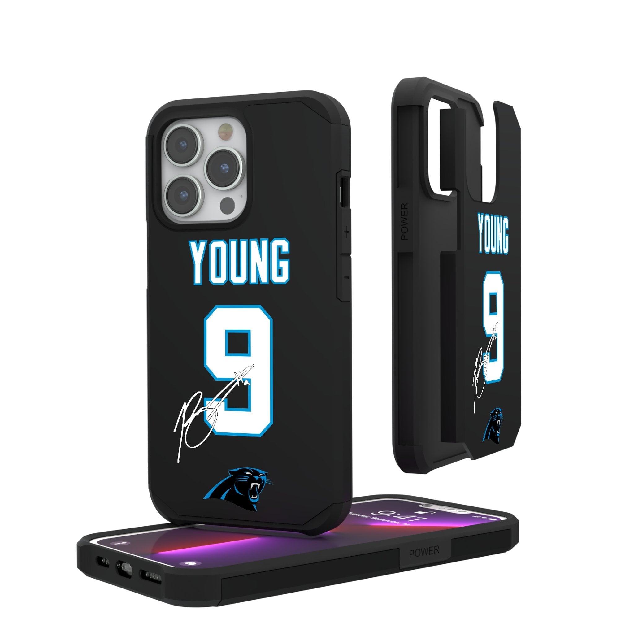 Bryce Young Carolina Panthers 9 Ready Rugged Phone Case - Sports Gifts, Sports Memorabilia, Sports Collectibles, Fan Shop