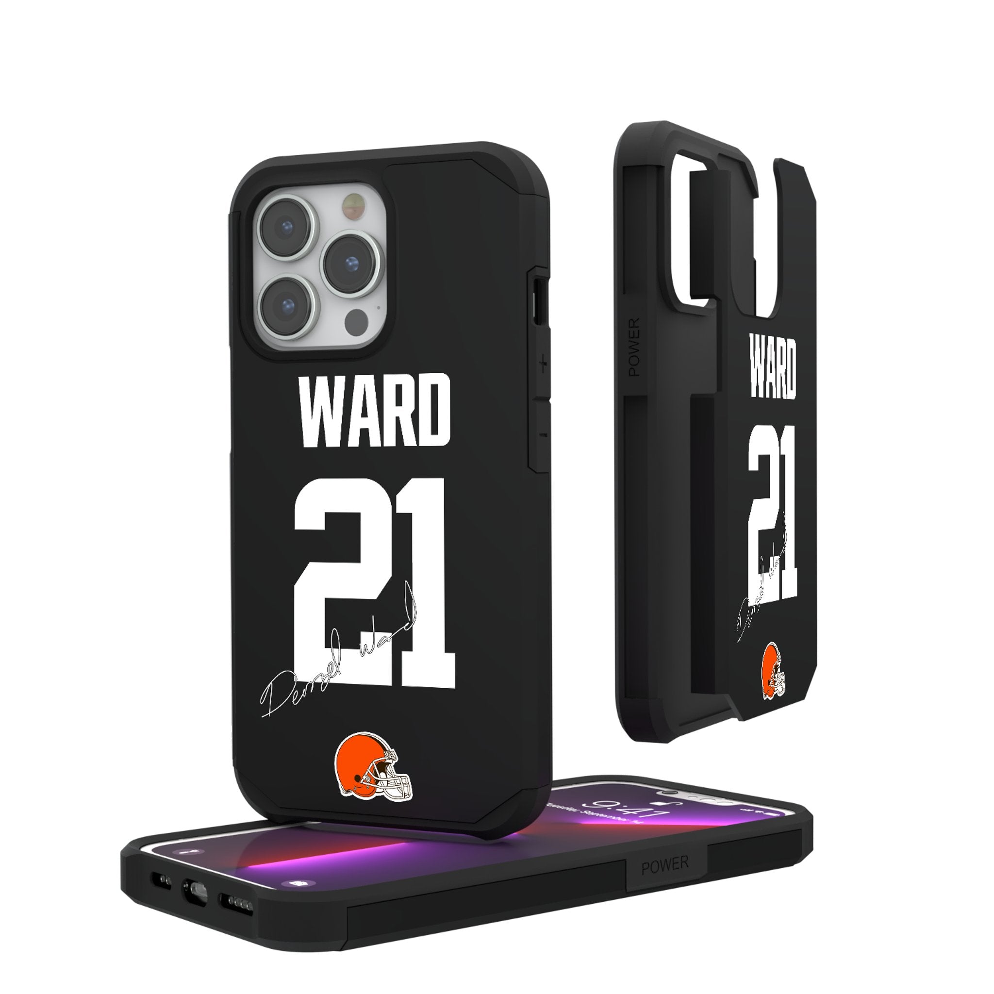 Denzel Ward Cleveland Browns 21 Ready Rugged Phone Case - Sports Gifts, Sports Memorabilia, Sports Collectibles, Fan Shop