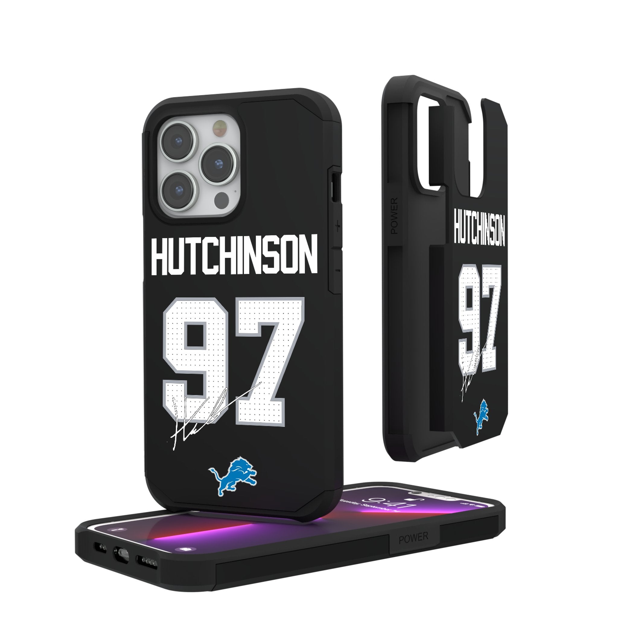 Aidan Hutchinson Detroit Lions 97 Ready Rugged Phone Case - Sports Gifts, Sports Memorabilia, Sports Collectibles, Fan Shop