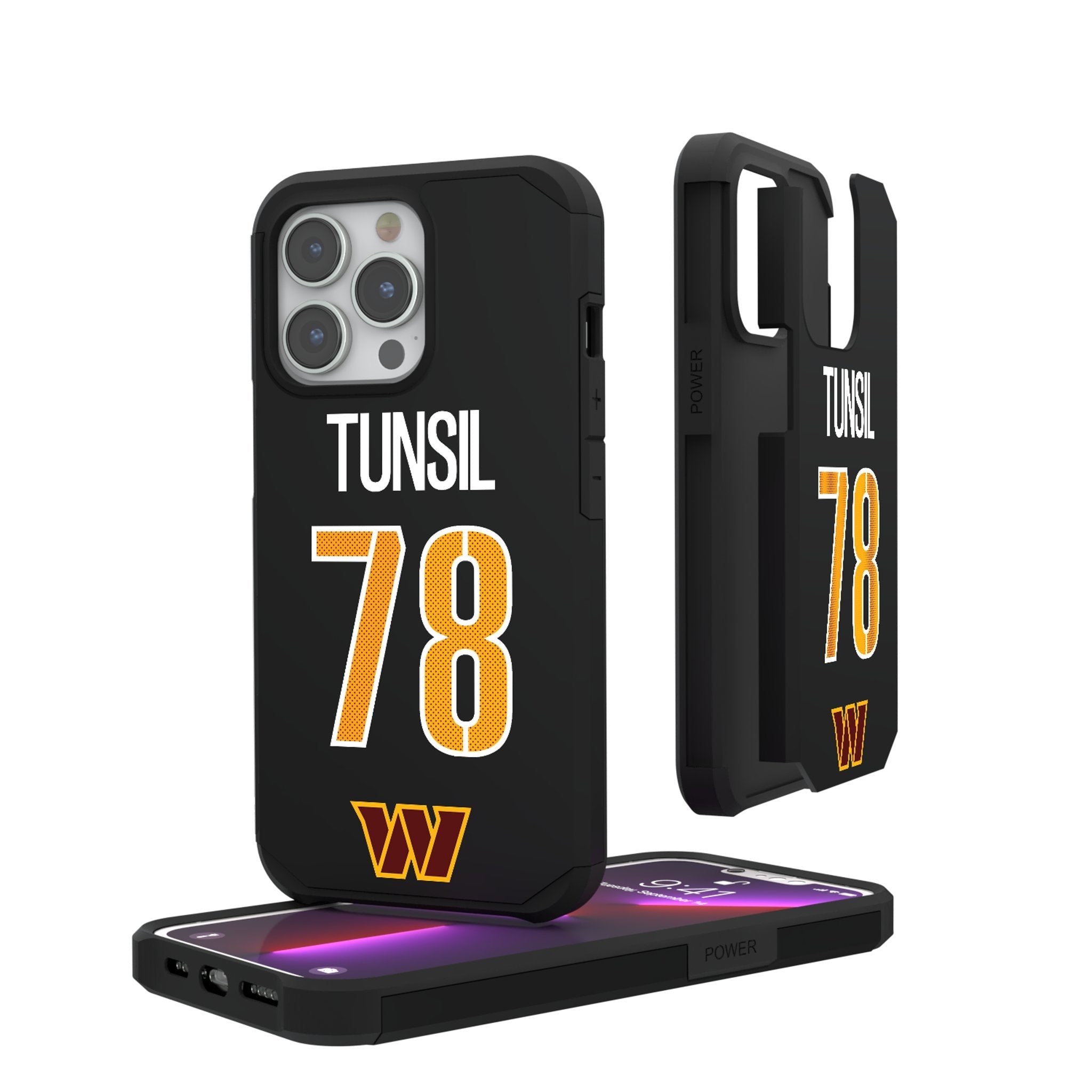 Laremy Tunsil Washington Commanders 78 Game Tactic Rugged Phone Case for Apple iPhone - Sports Gifts, Sports Memorabilia, Sports Collectibles, Fan Shop