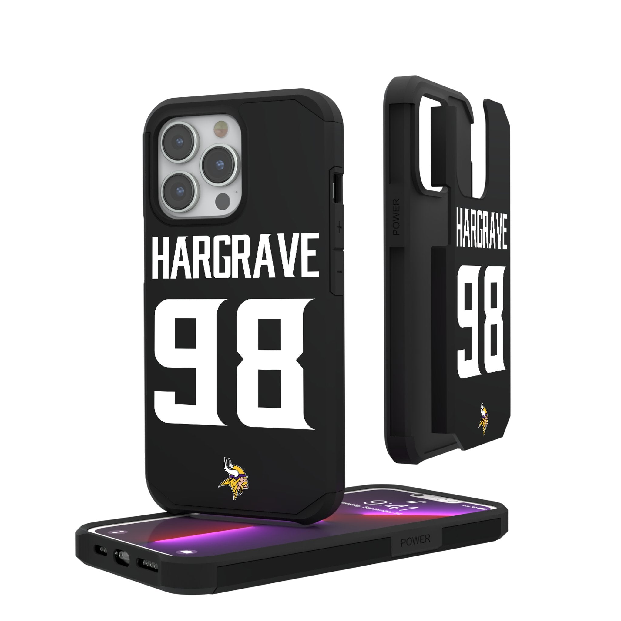 Javon Hargrave Minnesota Vikings 98 Game Tactic Rugged Phone Case for Apple iPhone - Sports Gifts, Sports Memorabilia, Sports Collectibles, Fan Shop