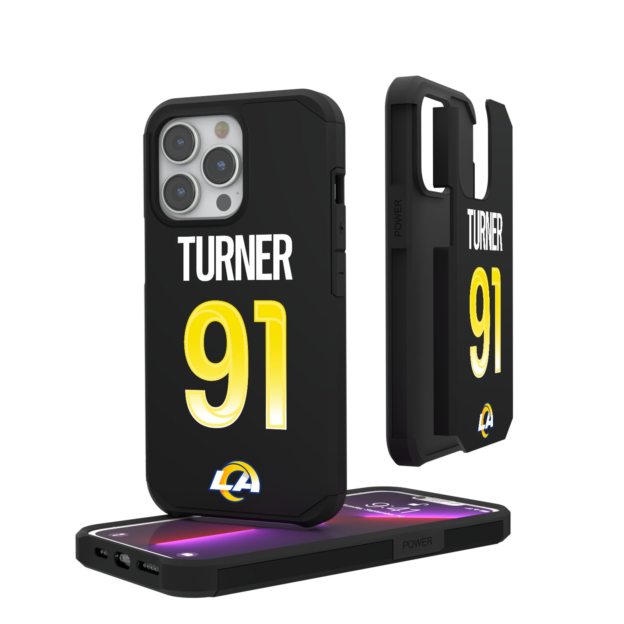Kobie Turner Los Angeles Rams 91 Ready Rugged Phone Case - Sports Gifts, Sports Memorabilia, Sports Collectibles, Fan Shop