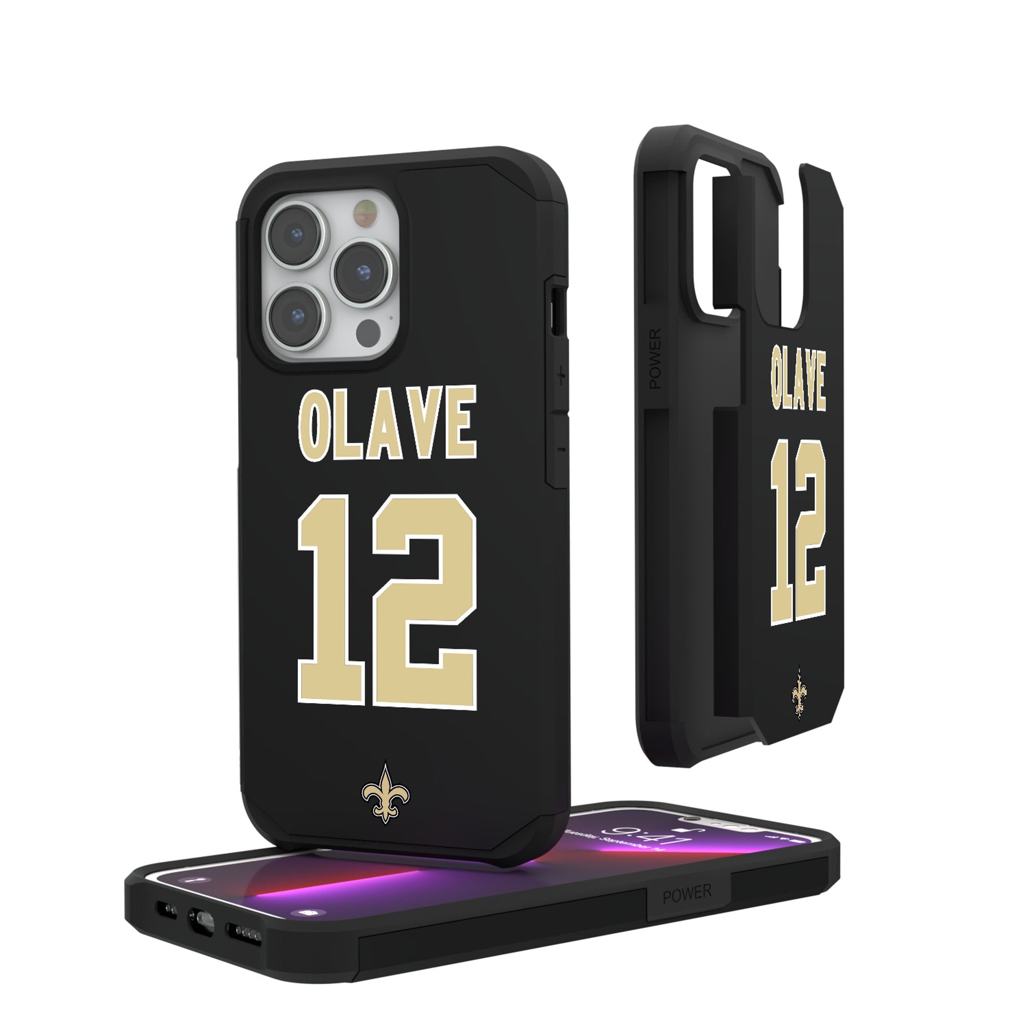 Chris Olave New Orleans Saints 12 Ready Rugged Phone Case - Sports Gifts, Sports Memorabilia, Sports Collectibles, Fan Shop