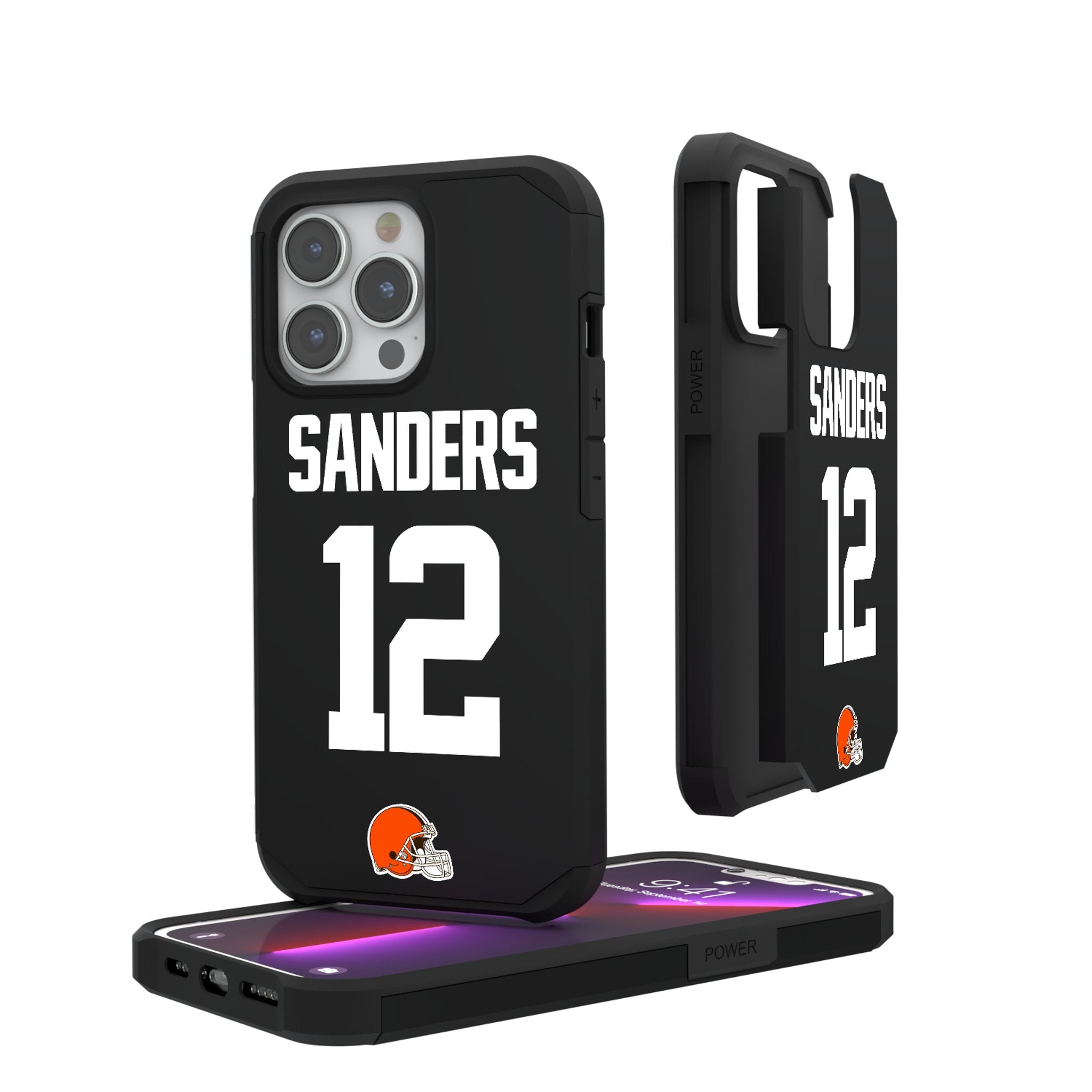 Shedeur Sanders Cleveland Browns 12 Game Tactic Rugged Phone Case for Apple iPhone - Sports Gifts, Sports Memorabilia, Sports Collectibles, Fan Shop