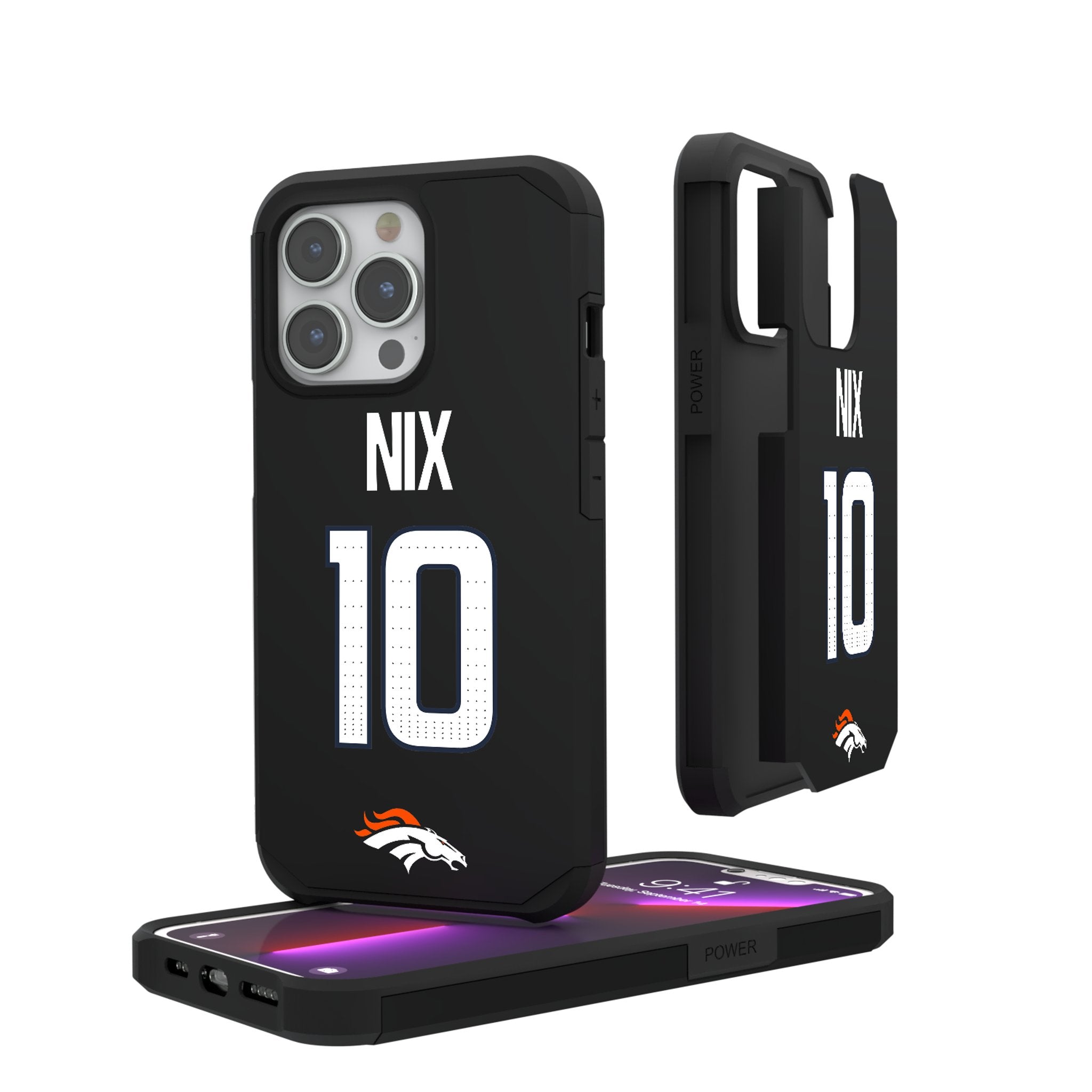 Bo Nix Denver Broncos 10 Game Tactic Rugged Phone Case for Apple iPhone - Sports Gifts, Sports Memorabilia, Sports Collectibles, Fan Shop
