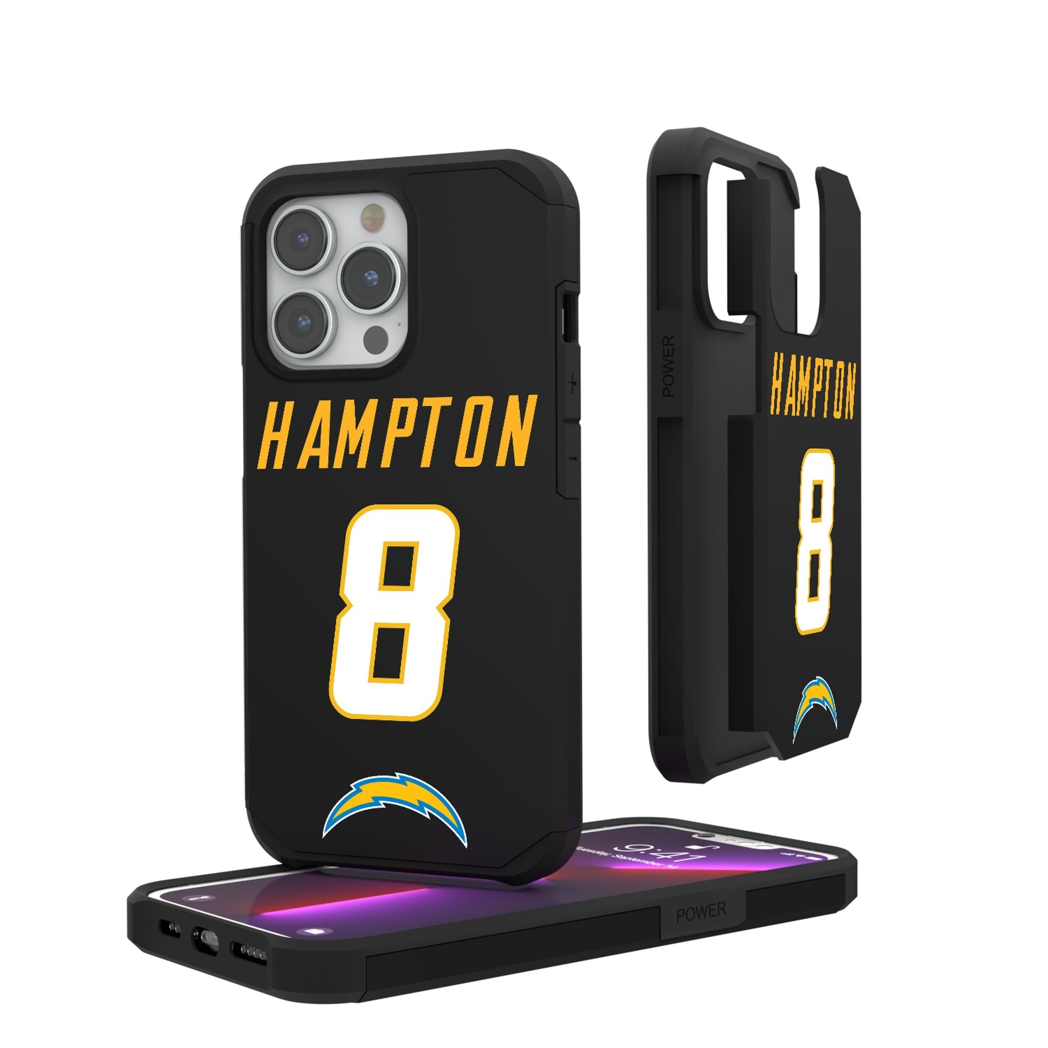 Omarion Hampton Los Angeles Chargers 8 Game Tactic Rugged Phone Case for Apple iPhone - Sports Gifts, Sports Memorabilia, Sports Collectibles, Fan Shop