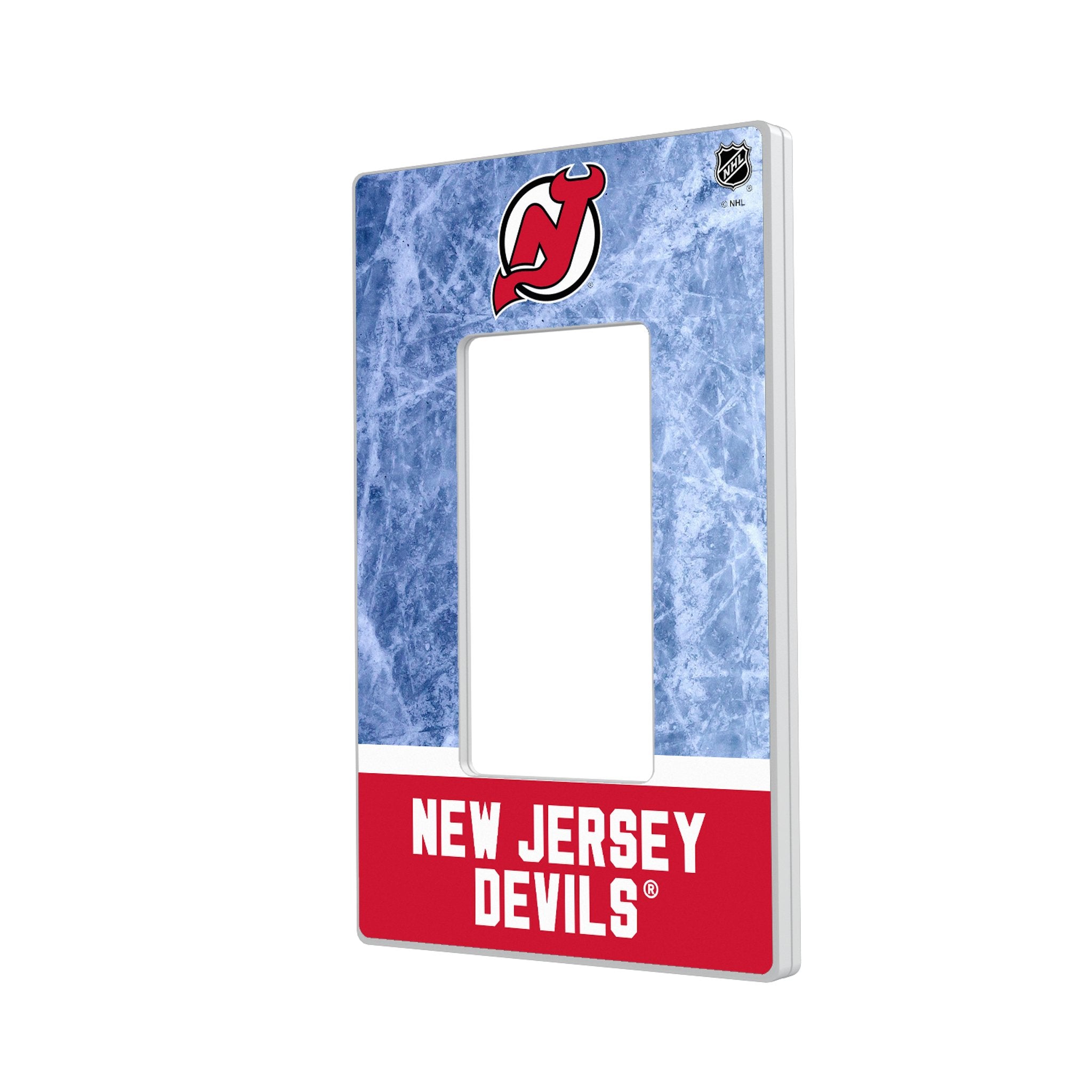 New Jersey Devils Ice Wordmark Hidden-Screw Light Switch Plate - Sports Gifts, Sports Memorabilia, Sports Collectibles, Fan Shop