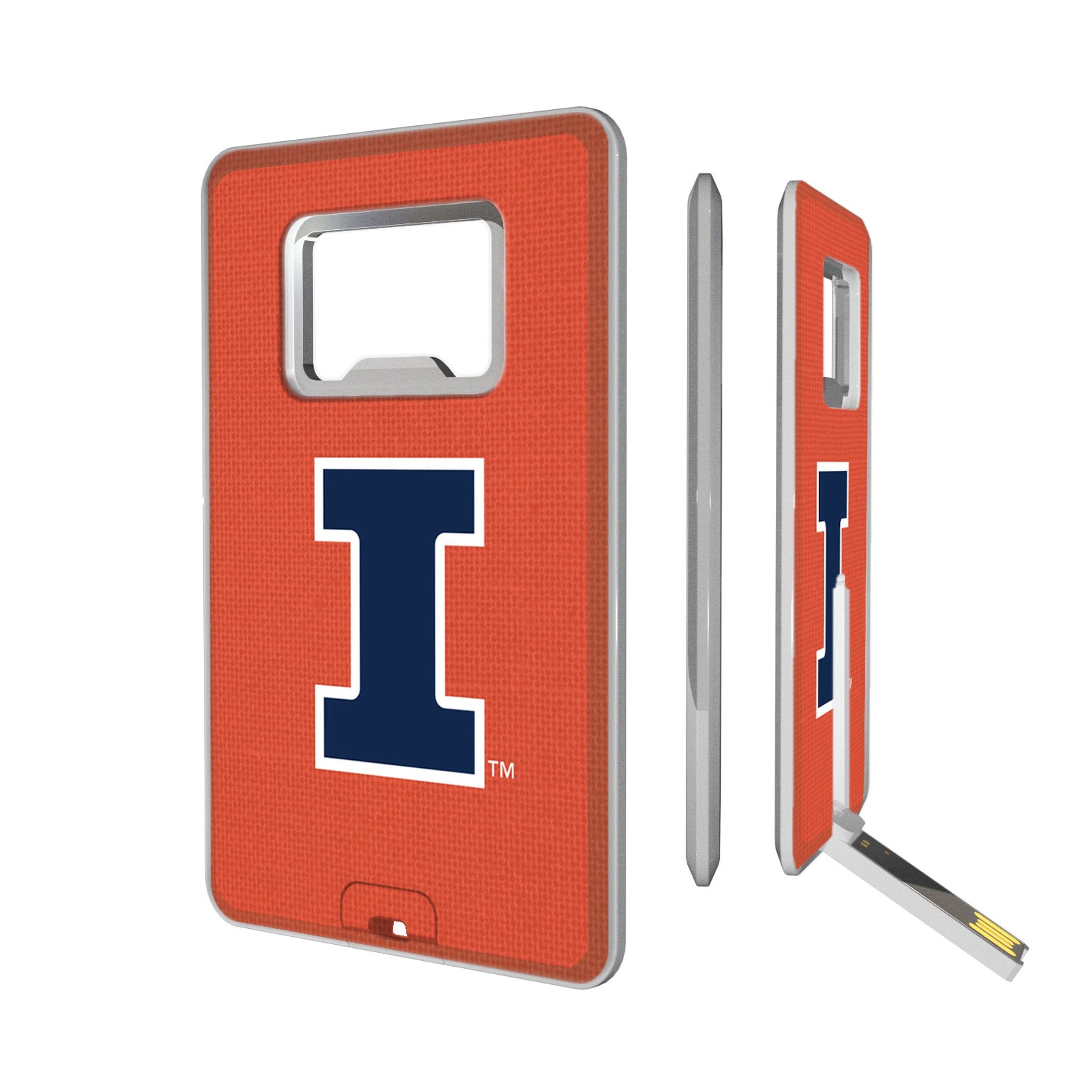 University of Illinois Fighting Illini Solid Credit Card USB Drive with Bottle Opener 32GB - Sports Gifts, Sports Memorabilia, Sports Collectibles, Fan Shop