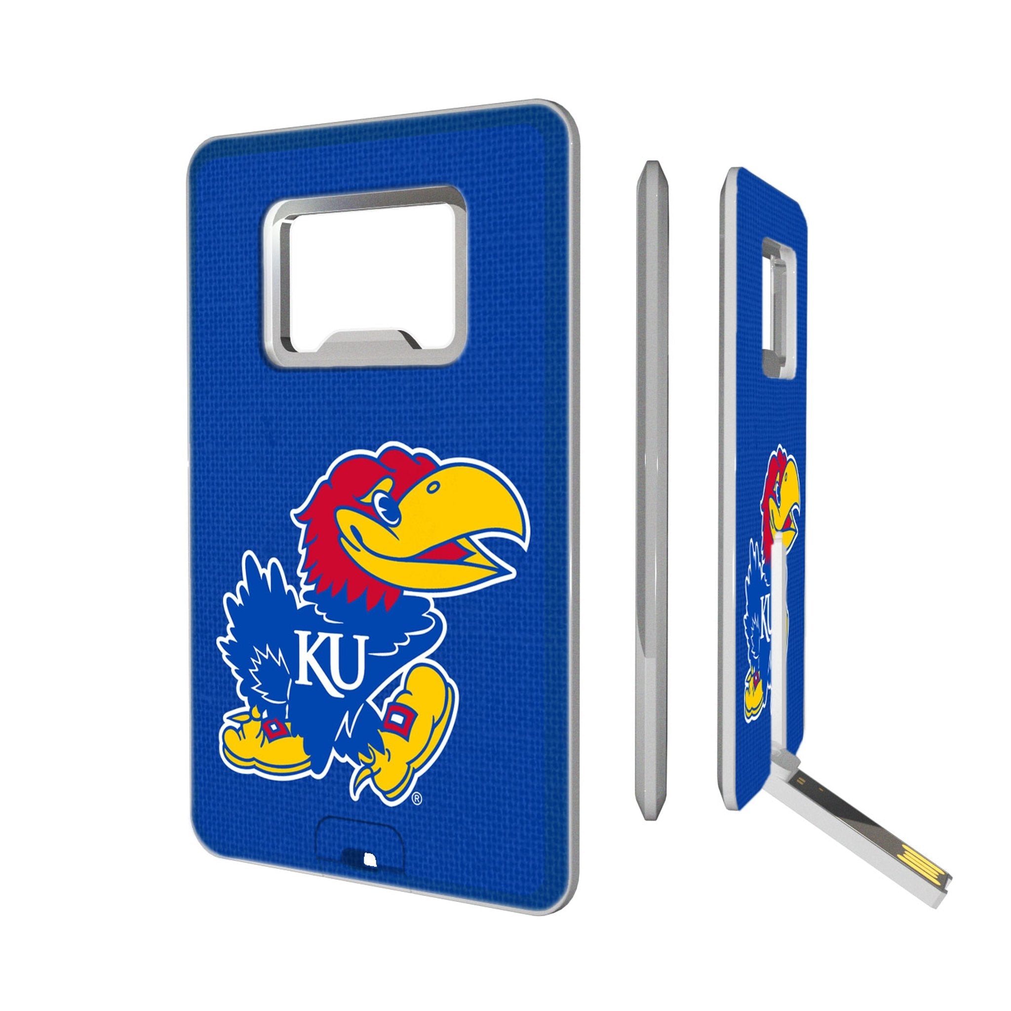 University of Kansas Jayhawks Solid Credit Card USB Drive with Bottle Opener 32GB - Sports Gifts, Sports Memorabilia, Sports Collectibles, Fan Shop