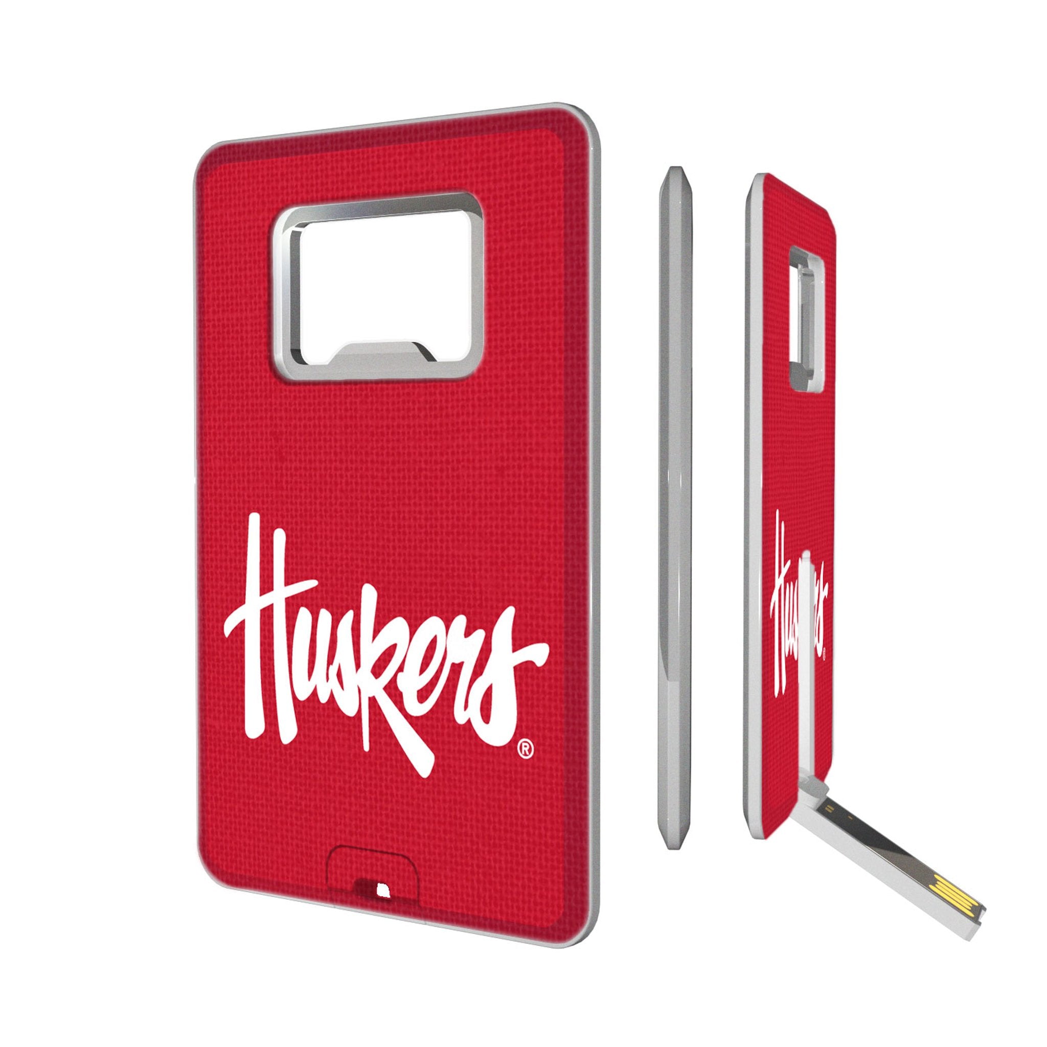 University of Nebraska Huskers Solid Credit Card USB Drive with Bottle Opener 32GB - Sports Gifts, Sports Memorabilia, Sports Collectibles, Fan Shop