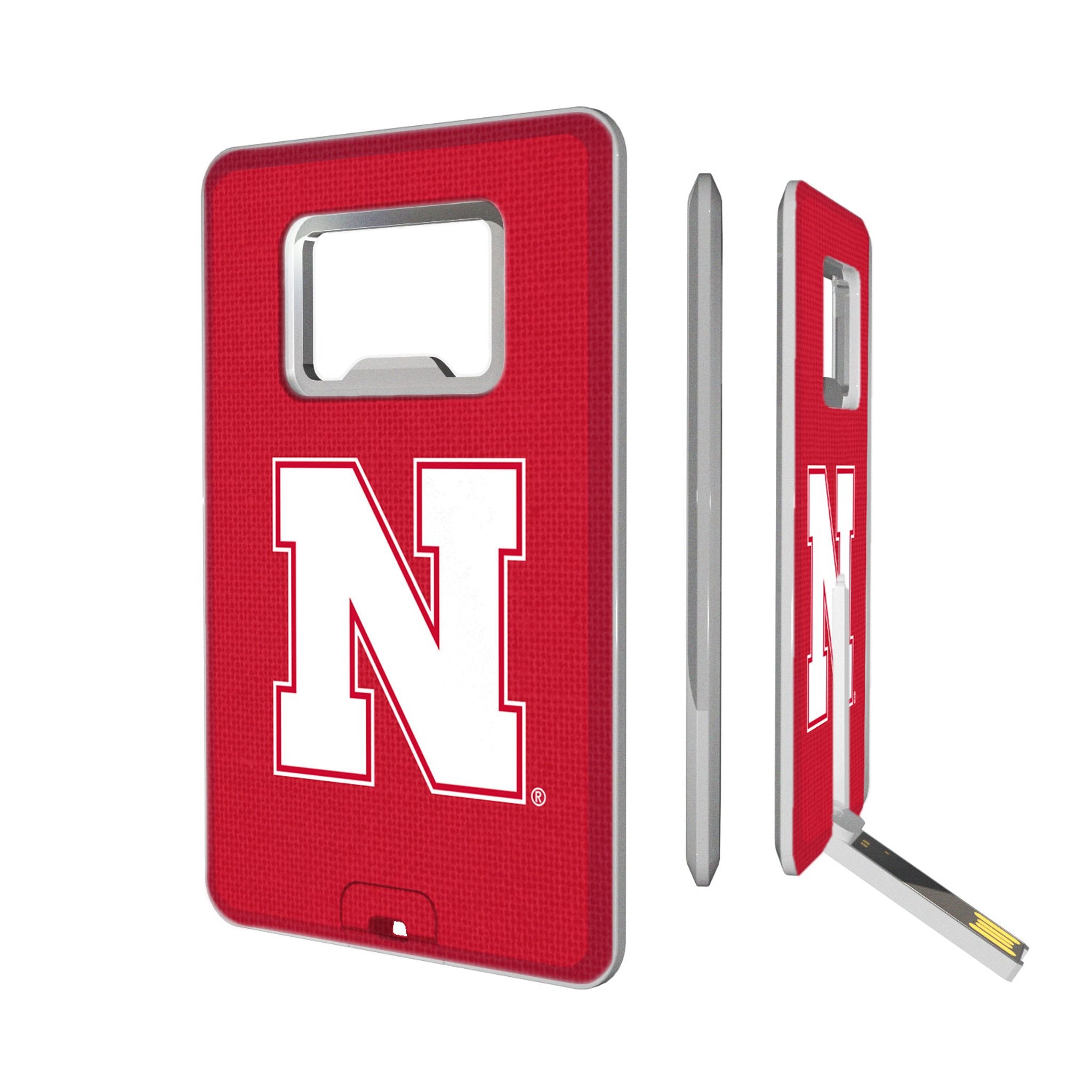 University of Nebraska Huskers Block N Solid Credit Card USB Drive with Bottle Opener 32GB - Sports Gifts, Sports Memorabilia, Sports Collectibles, Fan Shop