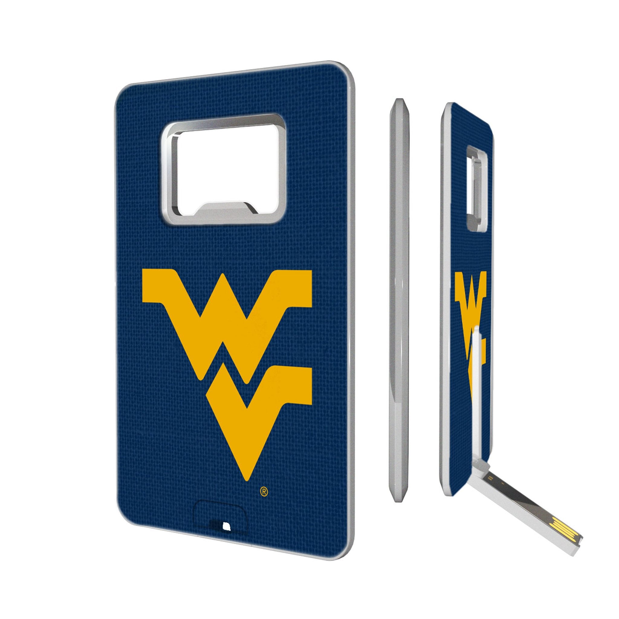 West Virginia University Mountaineers Solid Credit Card USB Drive with Bottle Opener 32GB - Sports Gifts, Sports Memorabilia, Sports Collectibles, Fan Shop