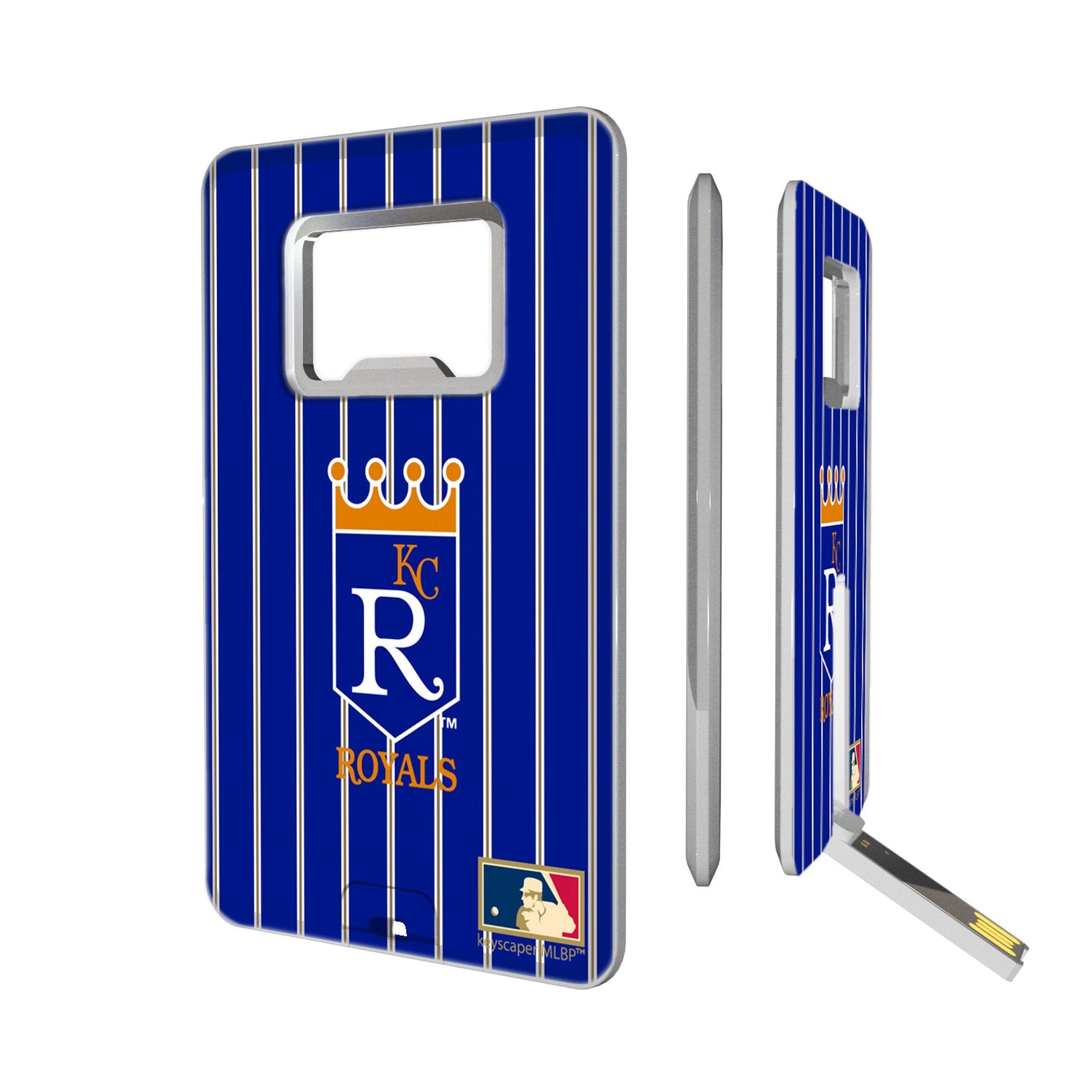 Kansas City Royals 1969-1978 - Cooperstown Collection Pinstripe Credit Card USB Drive with Bottle Opener 32GB - Sports Gifts, Sports Memorabilia, Sports Collectibles, Fan Shop
