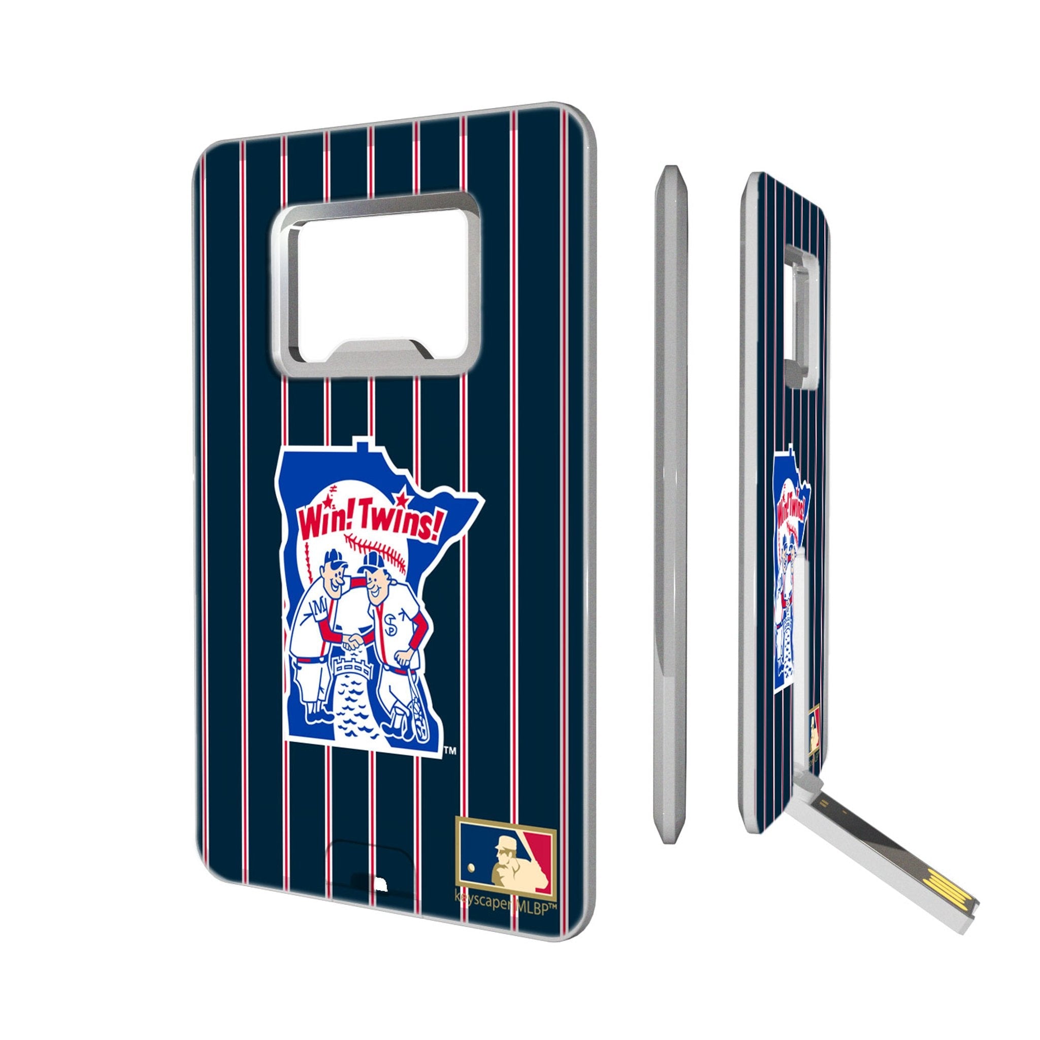 Minnesota Twins 1976-1986 - Cooperstown Collection Pinstripe Credit Card USB Drive with Bottle Opener 32GB - Sports Gifts, Sports Memorabilia, Sports Collectibles, Fan Shop