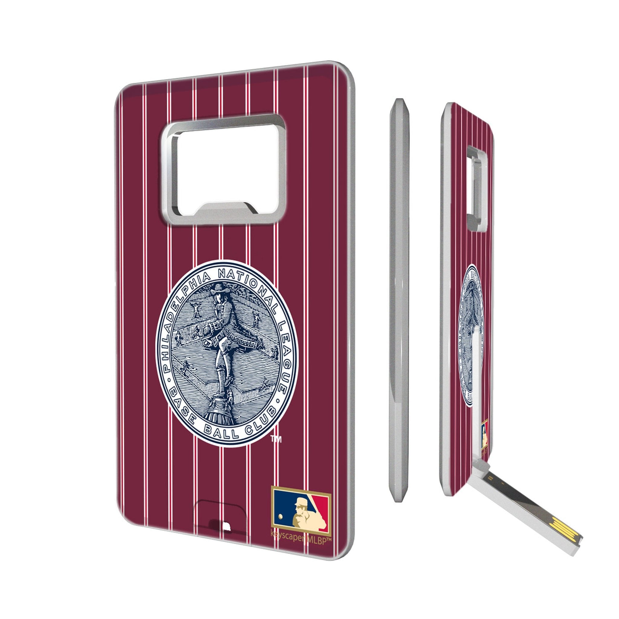 Philadelphia Phillies 1915-1943 - Cooperstown Collection Pinstripe Credit Card USB Drive with Bottle Opener 32GB - Sports Gifts, Sports Memorabilia, Sports Collectibles, Fan Shop