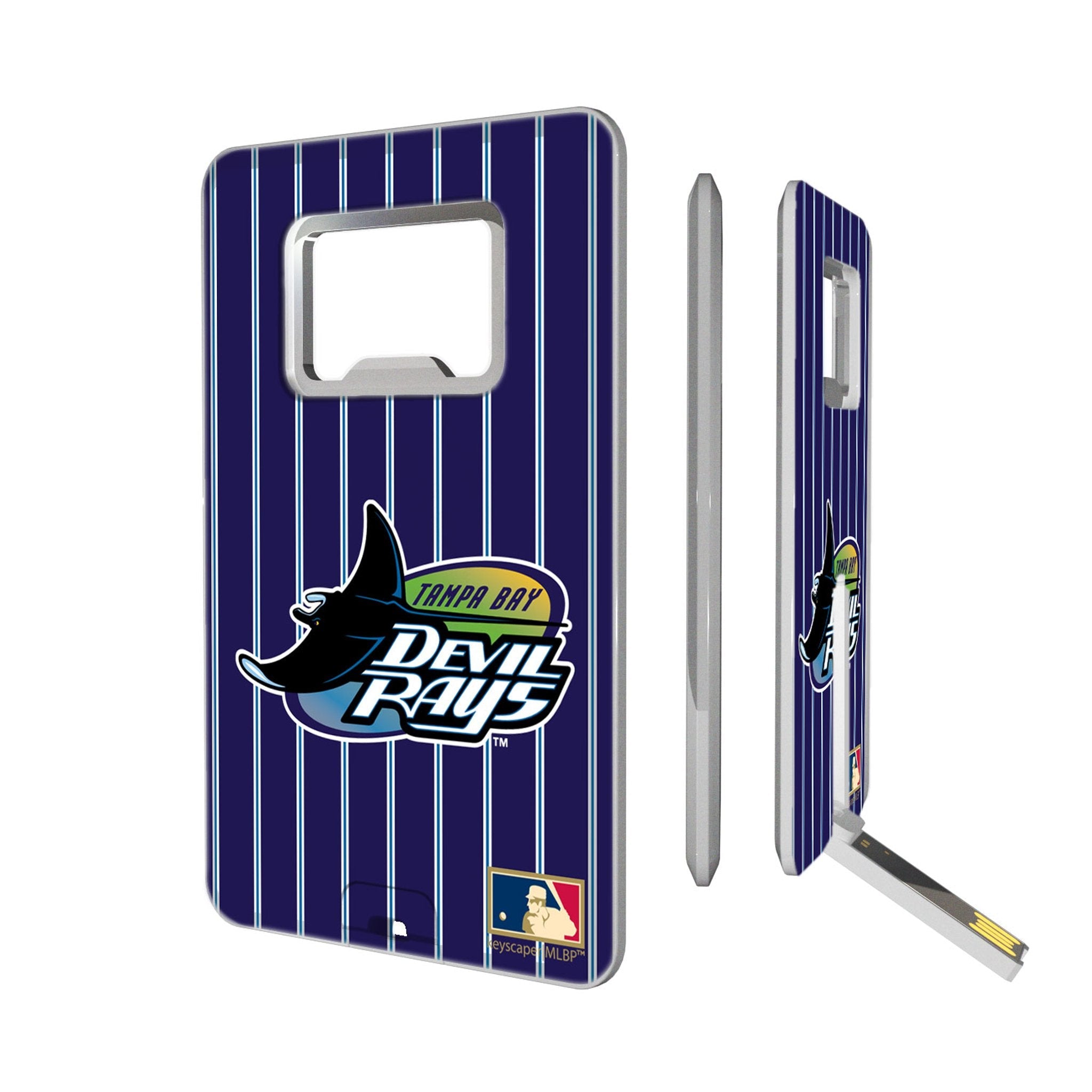 Tampa Bay 1998-2000 - Cooperstown Collection Pinstripe Credit Card USB Drive with Bottle Opener 32GB - Sports Gifts, Sports Memorabilia, Sports Collectibles, Fan Shop