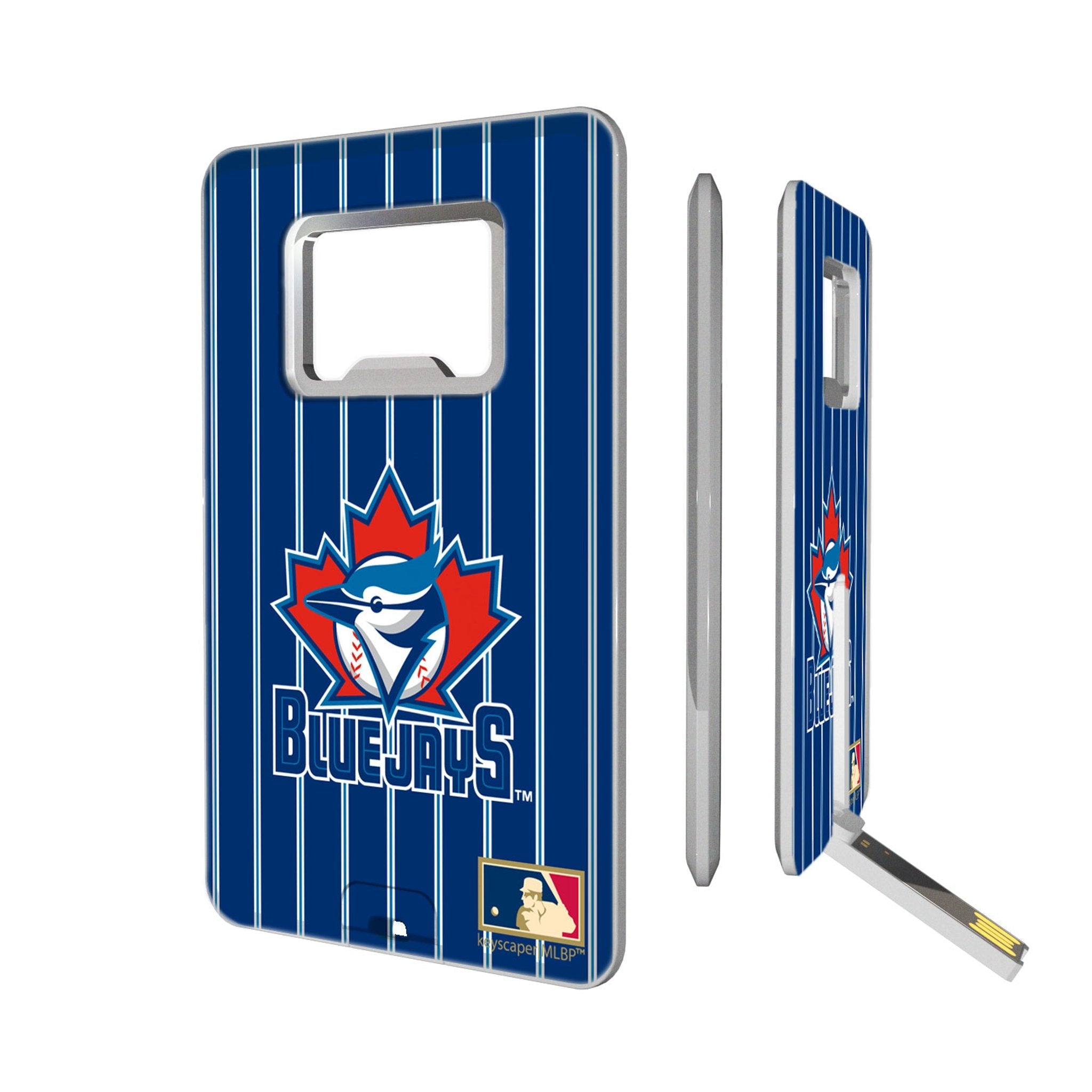 Toronto Blue Jays 1997-2002 - Cooperstown Collection Pinstripe Credit Card USB Drive with Bottle Opener 32GB - Sports Gifts, Sports Memorabilia, Sports Collectibles, Fan Shop