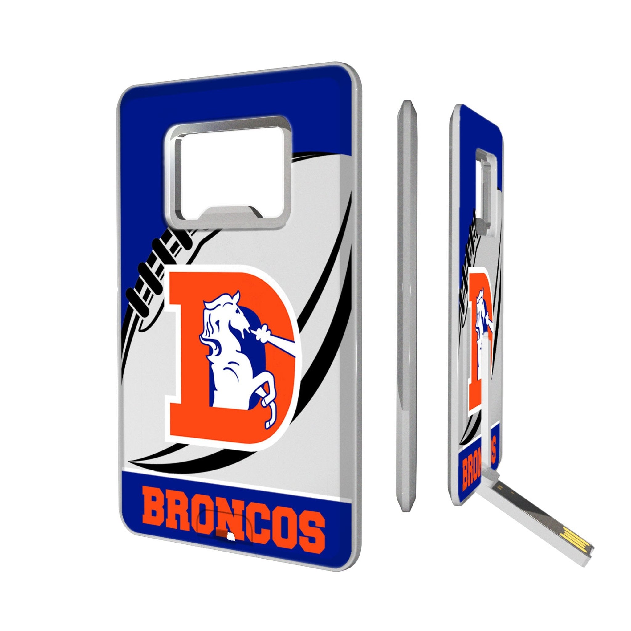 Denver Broncos 1993-1996 Historic Collection Passtime Credit Card USB Drive with Bottle Opener 32GB - Sports Gifts, Sports Memorabilia, Sports Collectibles, Fan Shop