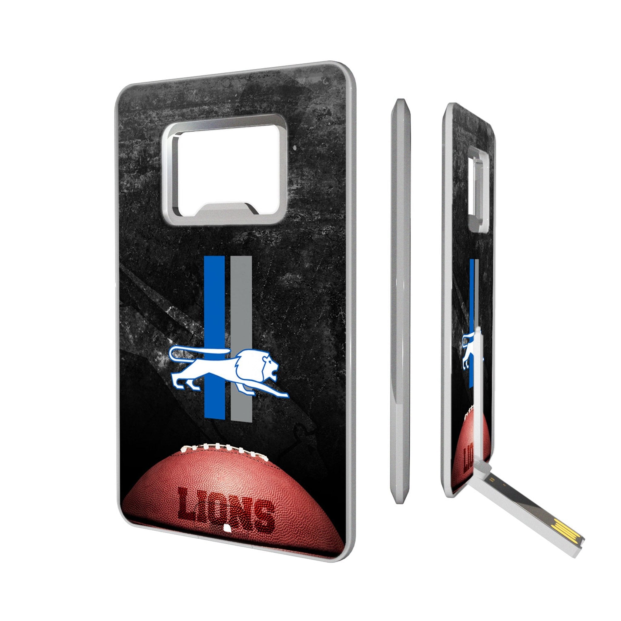 Detroit Lions Retro Legendary Credit Card USB Drive with Bottle Opener 32GB - Sports Gifts, Sports Memorabilia, Sports Collectibles, Fan Shop