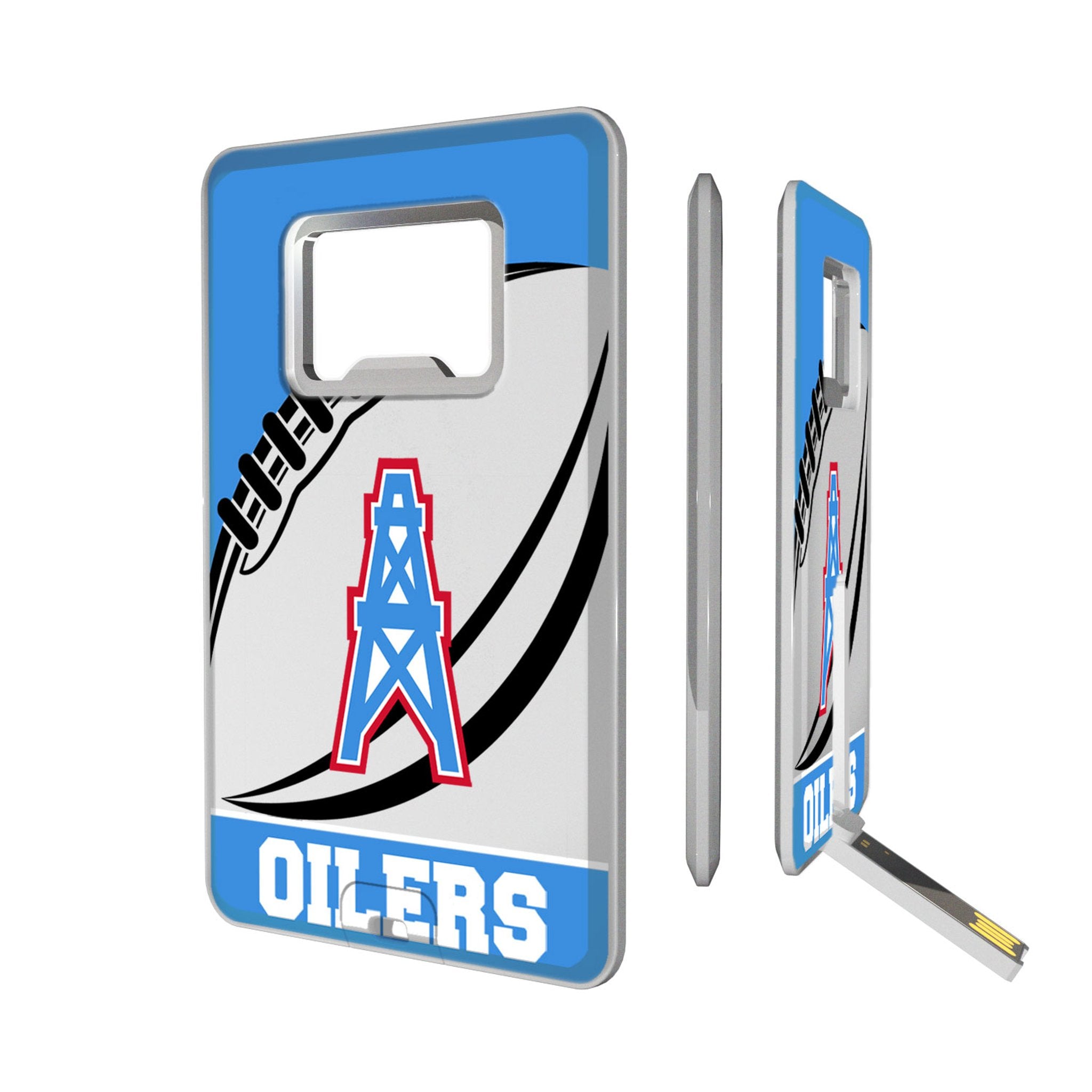 Houston Oilers Historic Collection Passtime Credit Card USB Drive with Bottle Opener 32GB - Sports Gifts, Sports Memorabilia, Sports Collectibles, Fan Shop
