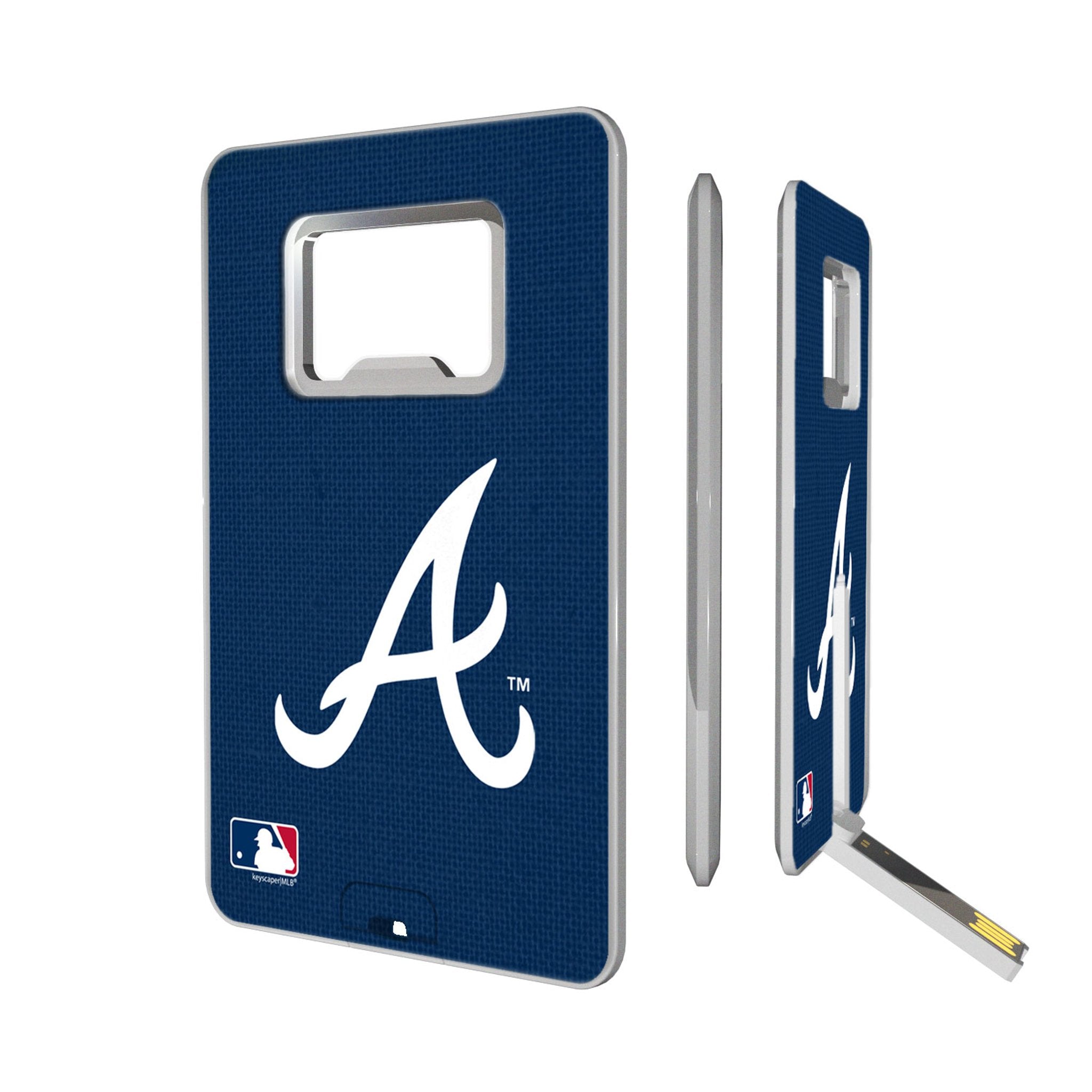 Atlanta Braves Solid Credit Card USB Drive with Bottle Opener 32GB - Sports Gifts, Sports Memorabilia, Sports Collectibles, Fan Shop