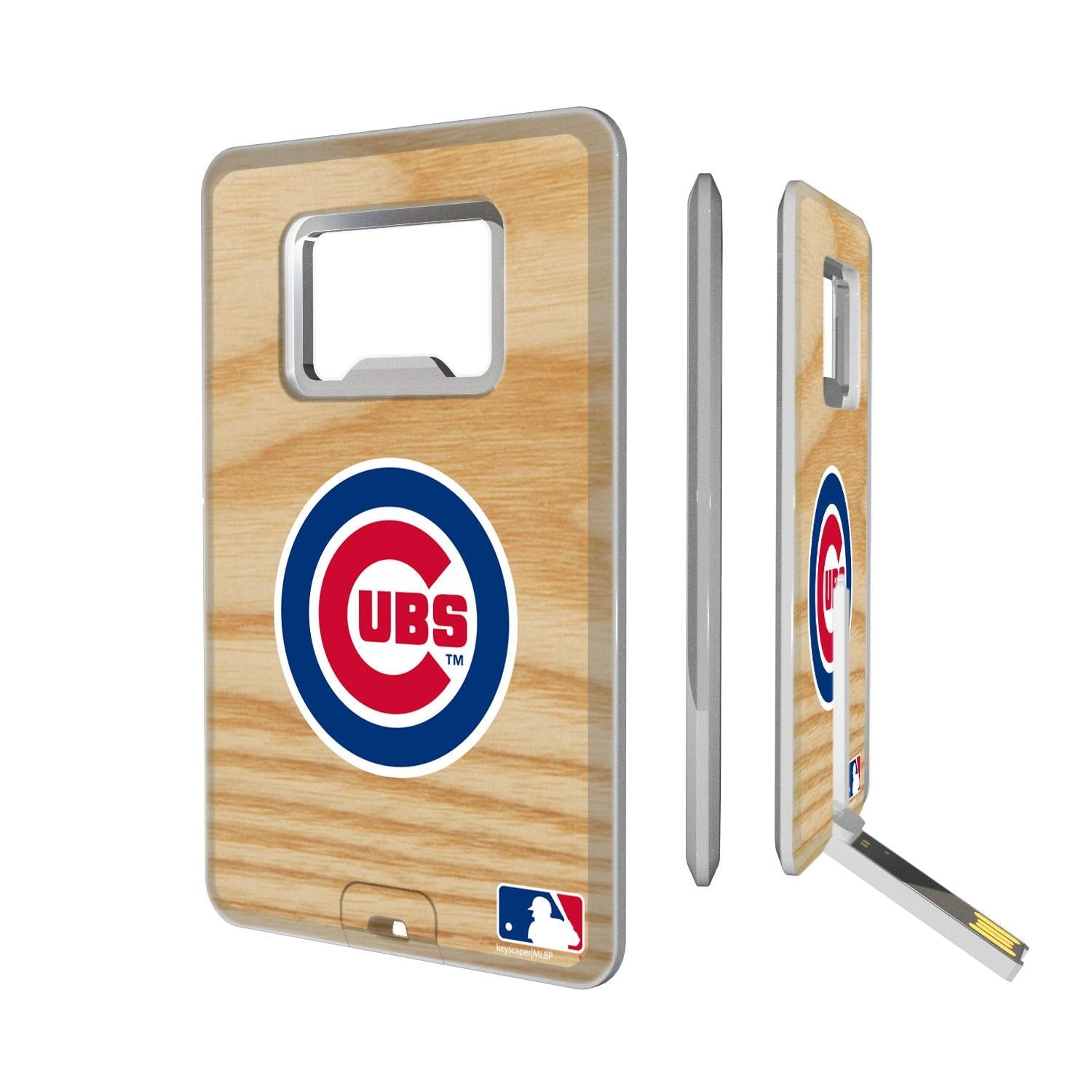 Chicago Cubs Wood Bat Credit Card USB Drive with Bottle Opener 32GB - Sports Gifts, Sports Memorabilia, Sports Collectibles, Fan Shop