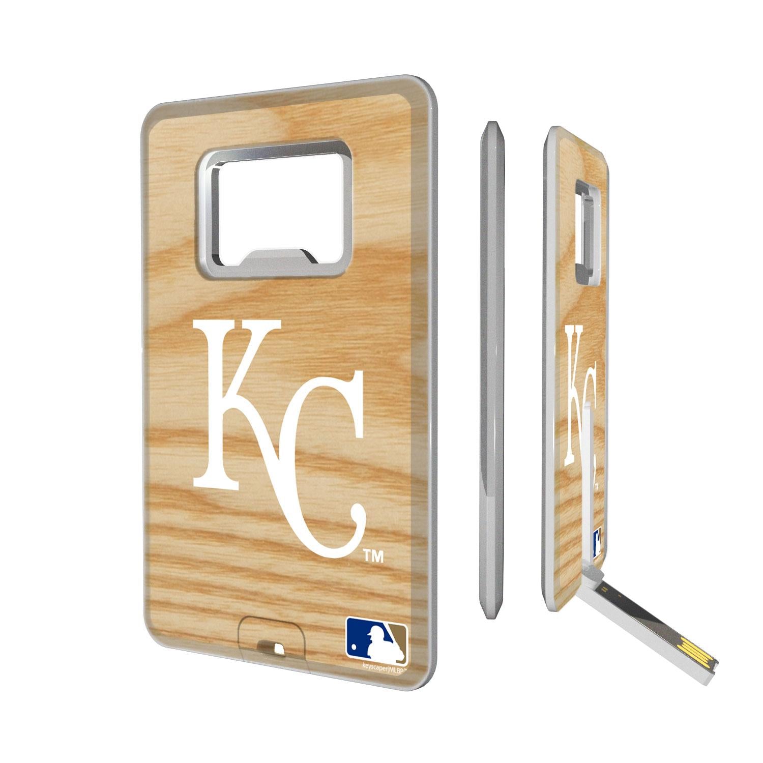 Kansas City Royals Wood Bat Credit Card USB Drive with Bottle Opener 32GB - Sports Gifts, Sports Memorabilia, Sports Collectibles, Fan Shop