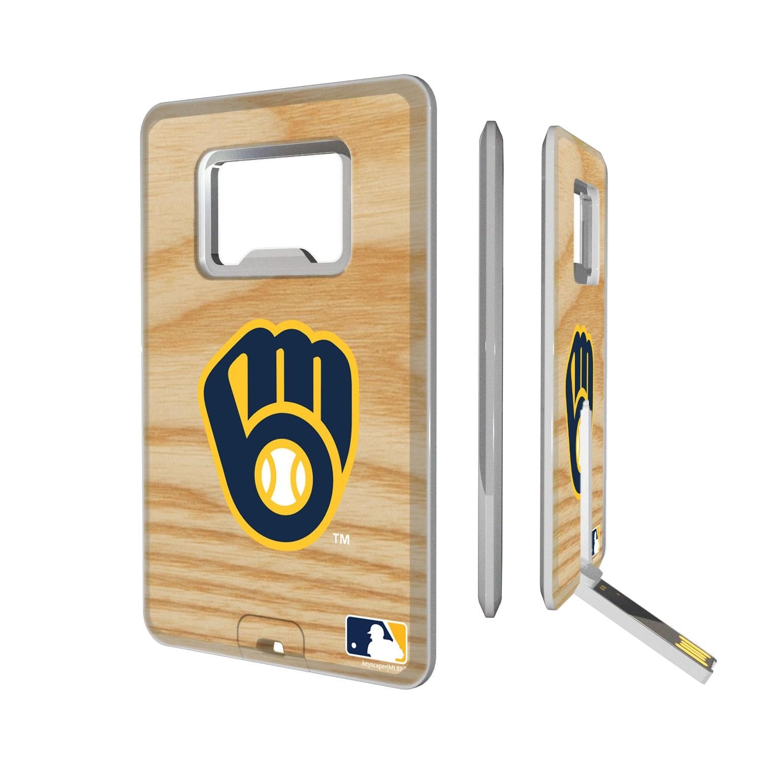 Milwaukee Brewers Wood Bat Credit Card USB Drive with Bottle Opener 32GB - Sports Gifts, Sports Memorabilia, Sports Collectibles, Fan Shop