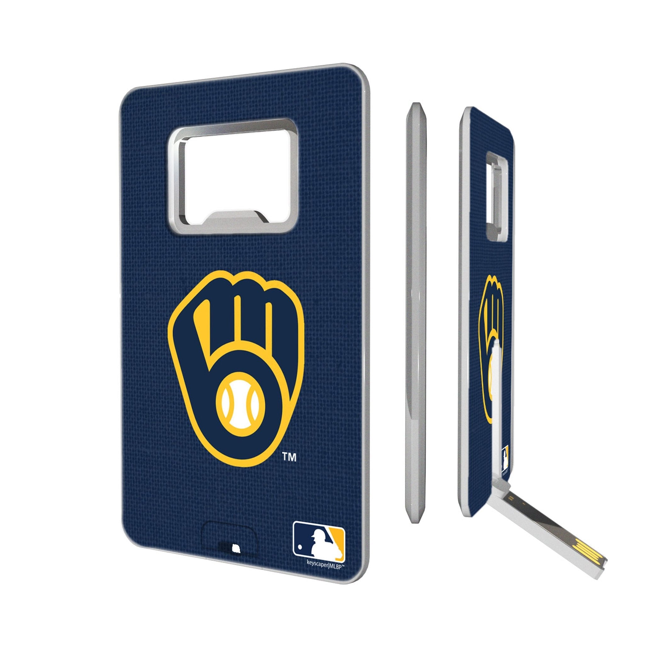 Milwaukee Brewers Solid Credit Card USB Drive with Bottle Opener 32GB - Sports Gifts, Sports Memorabilia, Sports Collectibles, Fan Shop