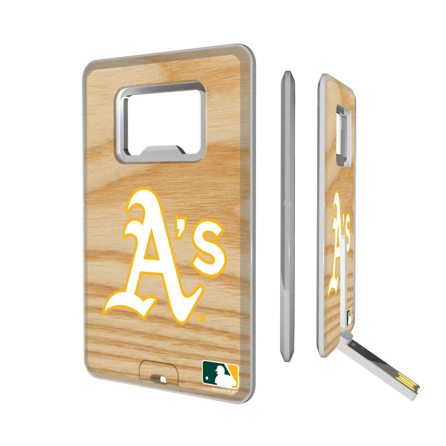 Oakland Athletics Wood Bat Credit Card USB Drive with Bottle Opener 32GB - Sports Gifts, Sports Memorabilia, Sports Collectibles, Fan Shop