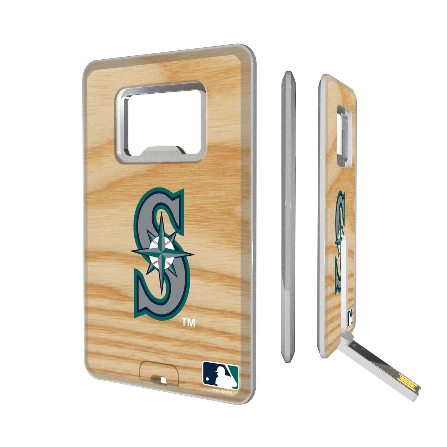 Seattle Mariners Wood Bat Credit Card USB Drive with Bottle Opener 32GB - Sports Gifts, Sports Memorabilia, Sports Collectibles, Fan Shop