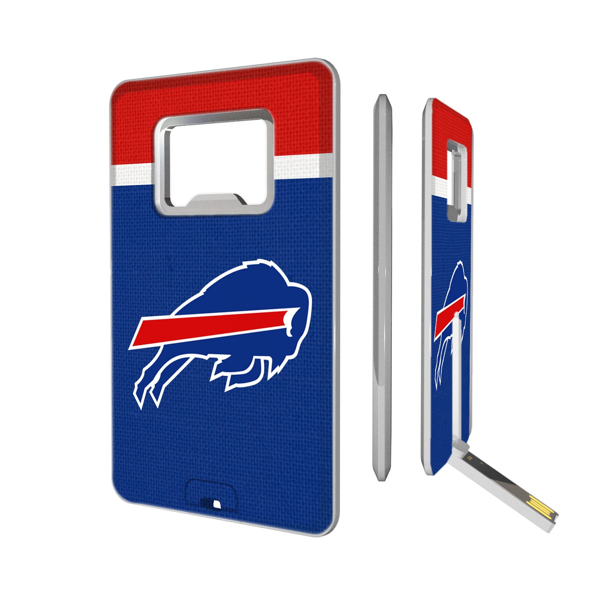 Buffalo Bills Stripe Credit Card USB Drive with Bottle Opener 32GB - Sports Gifts, Sports Memorabilia, Sports Collectibles, Fan Shop