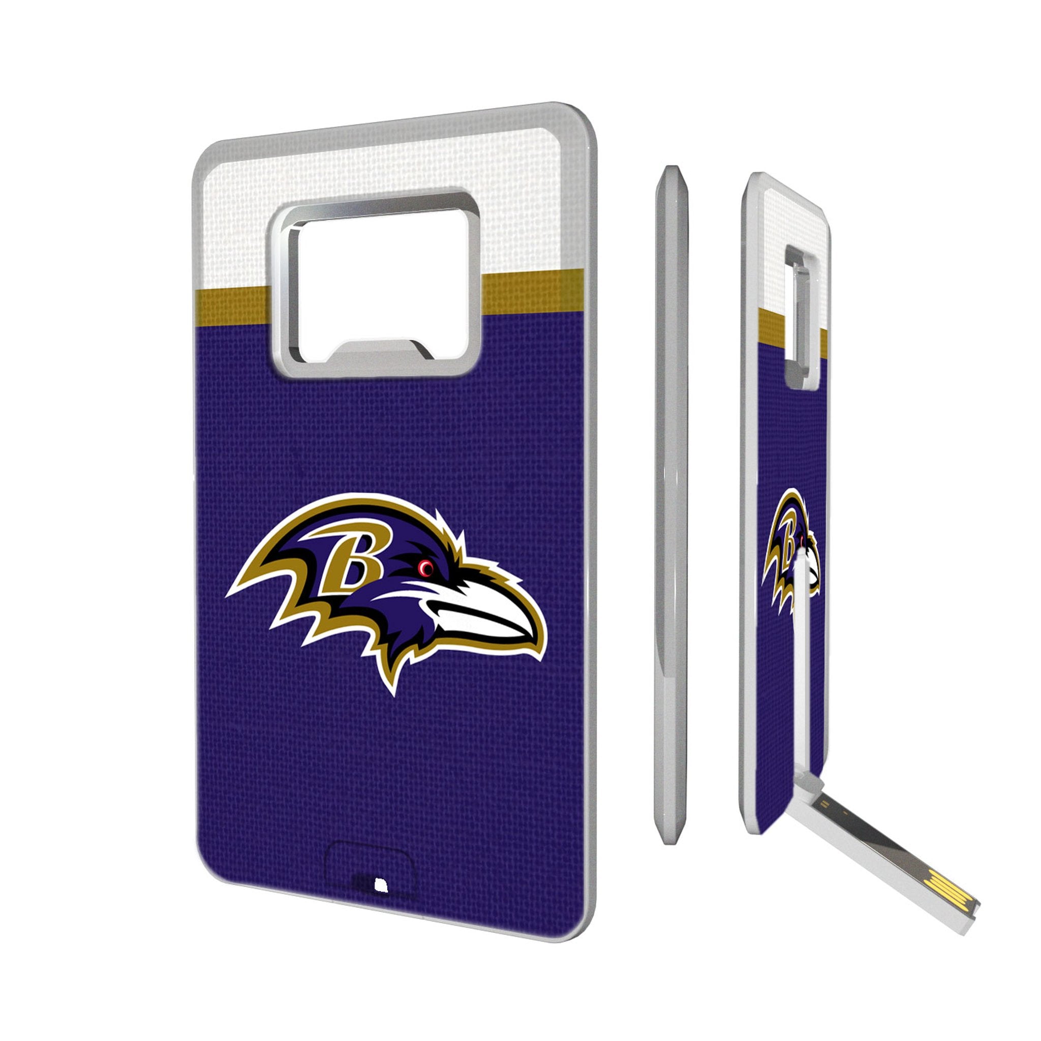 Baltimore Ravens Stripe Credit Card USB Drive with Bottle Opener 32GB - Sports Gifts, Sports Memorabilia, Sports Collectibles, Fan Shop