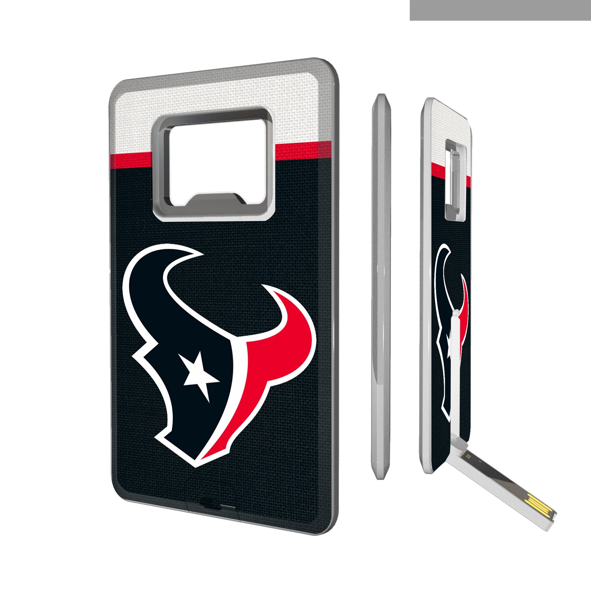 Houston Texans Stripe Credit Card USB Drive with Bottle Opener 32GB - Sports Gifts, Sports Memorabilia, Sports Collectibles, Fan Shop