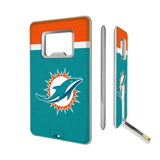 Miami Dolphins Stripe Credit Card USB Drive with Bottle Opener 16GB-0