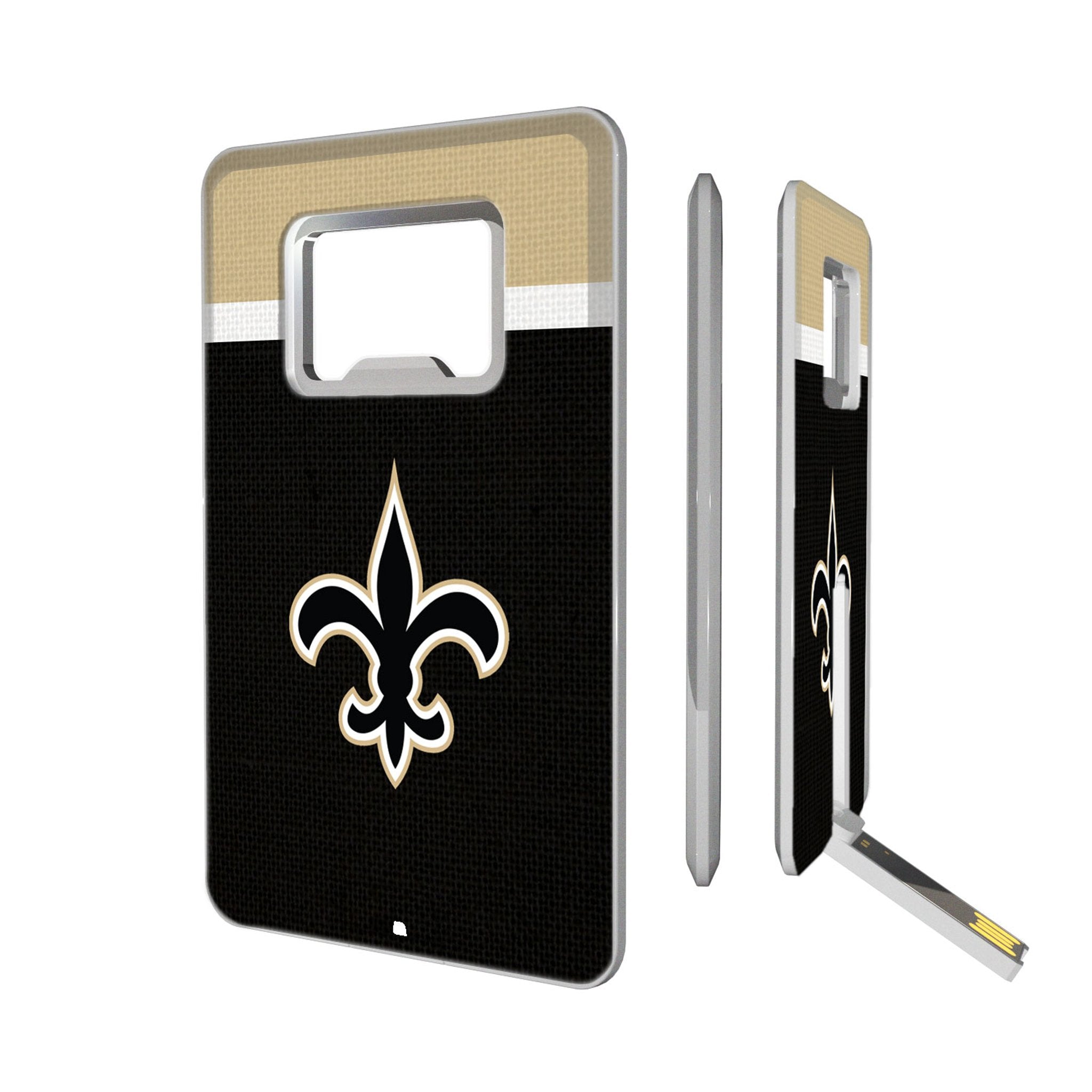 New Orleans Saints Stripe Credit Card USB Drive with Bottle Opener 32GB - Sports Gifts, Sports Memorabilia, Sports Collectibles, Fan Shop