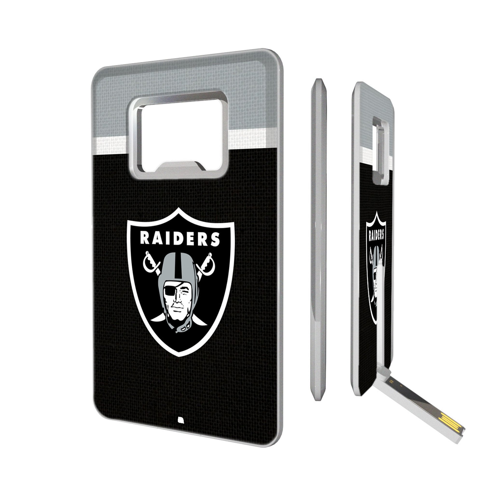 Las Vegas Raiders Stripe Credit Card USB Drive with Bottle Opener 32GB - Sports Gifts, Sports Memorabilia, Sports Collectibles, Fan Shop