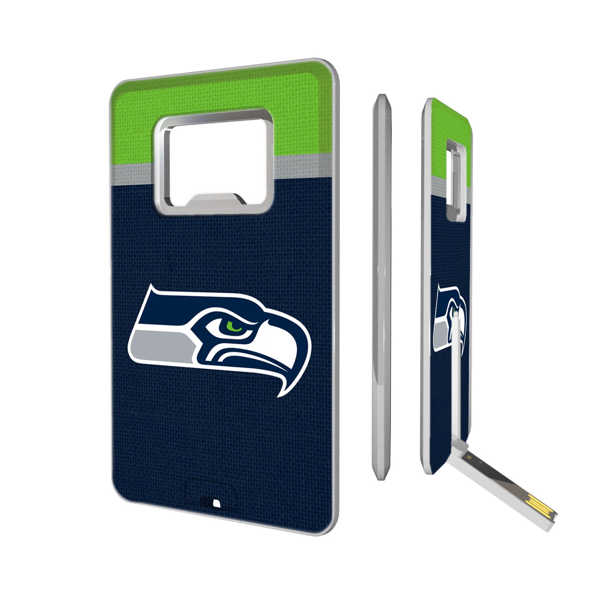 Seattle Seahawks Stripe Credit Card USB Drive with Bottle Opener 32GB - Sports Gifts, Sports Memorabilia, Sports Collectibles, Fan Shop