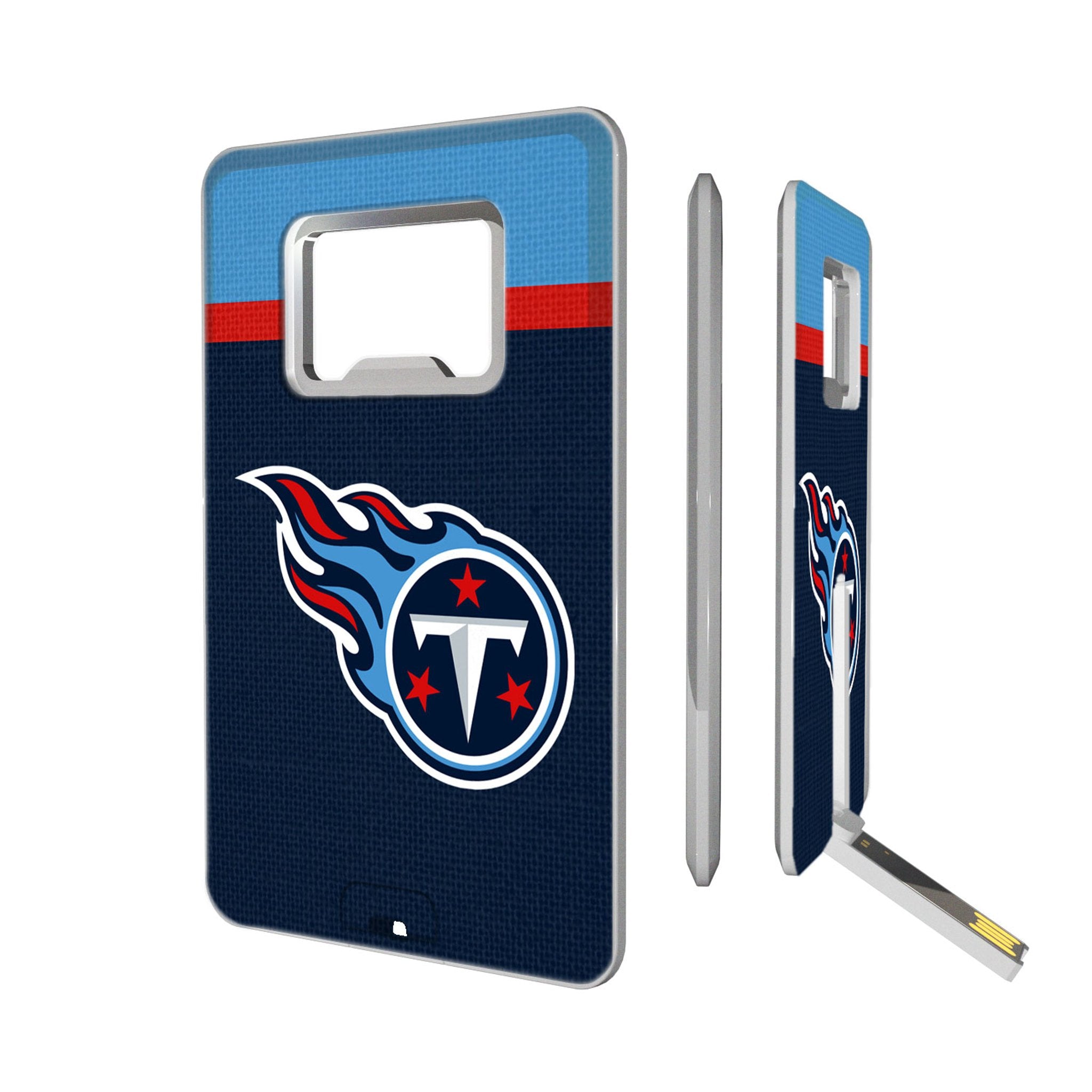 Tennessee Titans Stripe Credit Card USB Drive with Bottle Opener 32GB - Sports Gifts, Sports Memorabilia, Sports Collectibles, Fan Shop