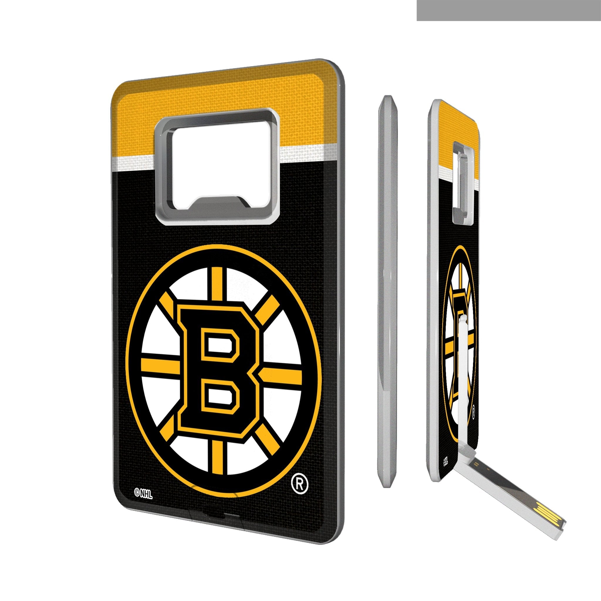 Boston Bruins Stripe Credit Card USB Drive with Bottle Opener 32GB - Sports Gifts, Sports Memorabilia, Sports Collectibles, Fan Shop