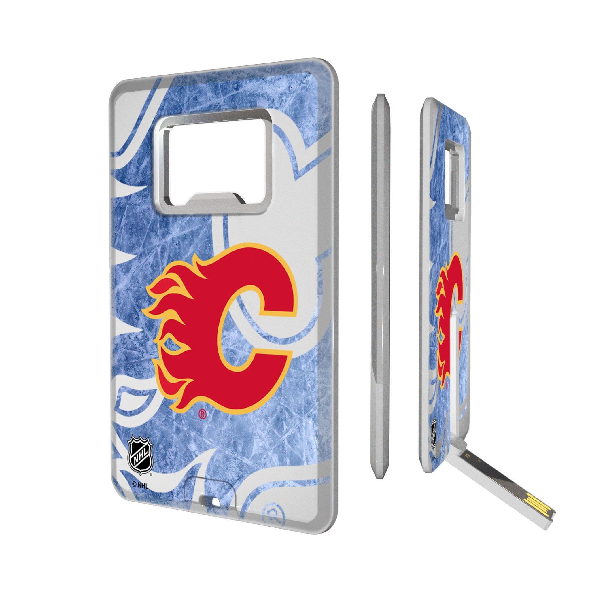 Calgary Flames Ice Tilt Credit Card USB Drive with Bottle Opener 32GB - Sports Gifts, Sports Memorabilia, Sports Collectibles, Fan Shop
