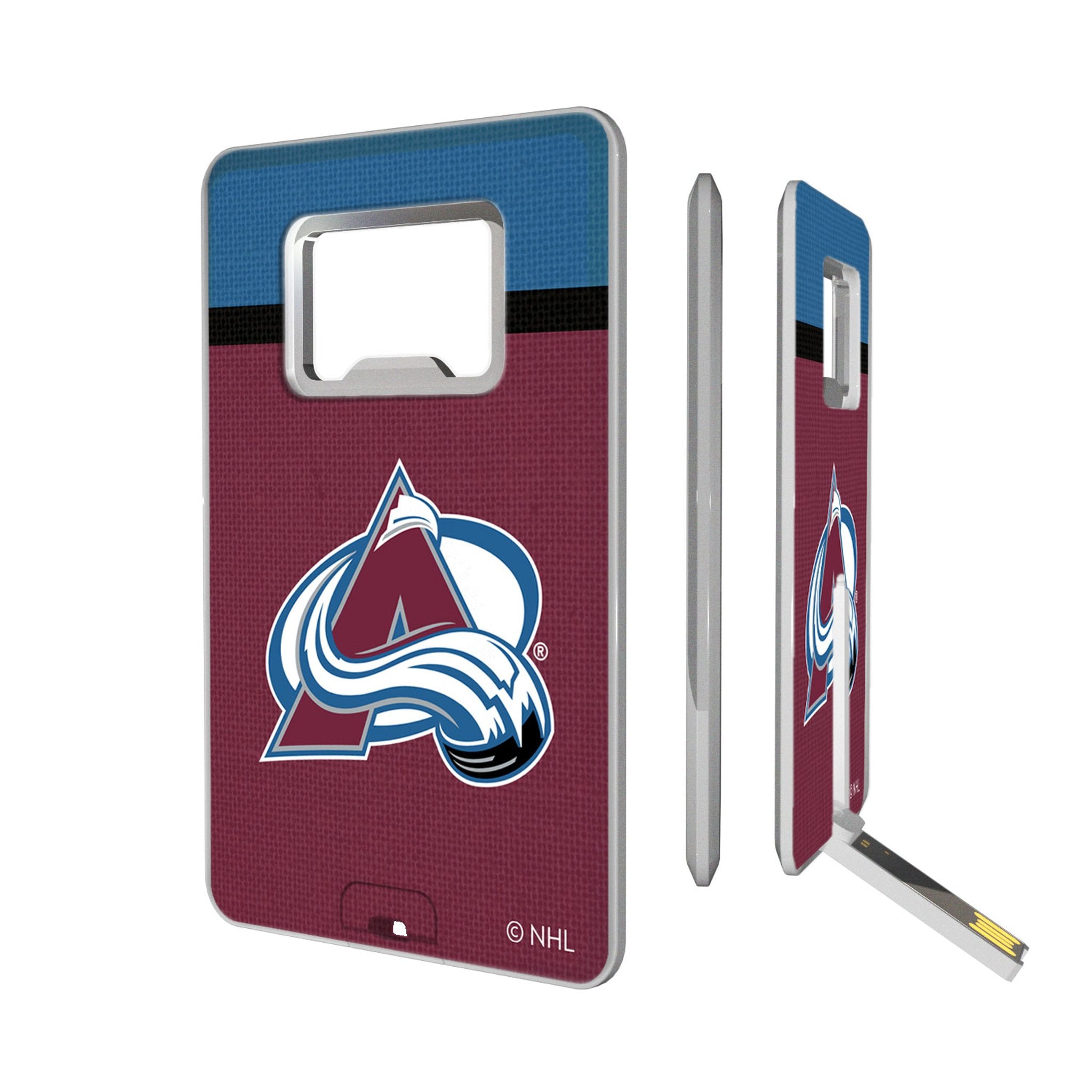 Colorado Avalanche Stripe Credit Card USB Drive with Bottle Opener 32GB - Sports Gifts, Sports Memorabilia, Sports Collectibles, Fan Shop