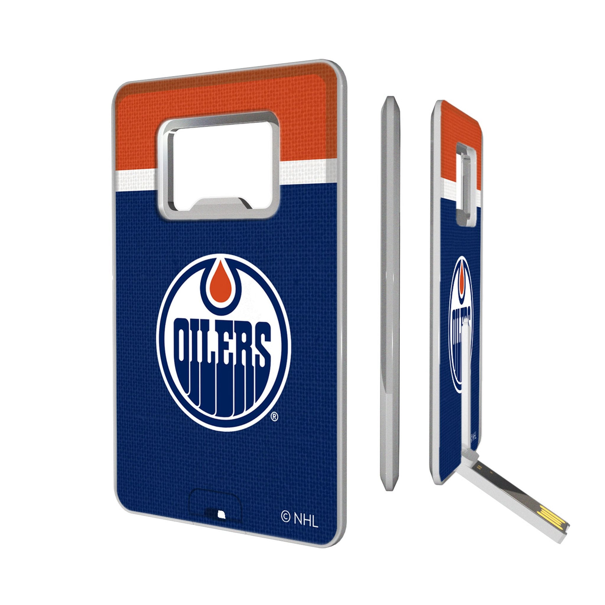 Edmonton Oilers Stripe Credit Card USB Drive with Bottle Opener 32GB - Sports Gifts, Sports Memorabilia, Sports Collectibles, Fan Shop
