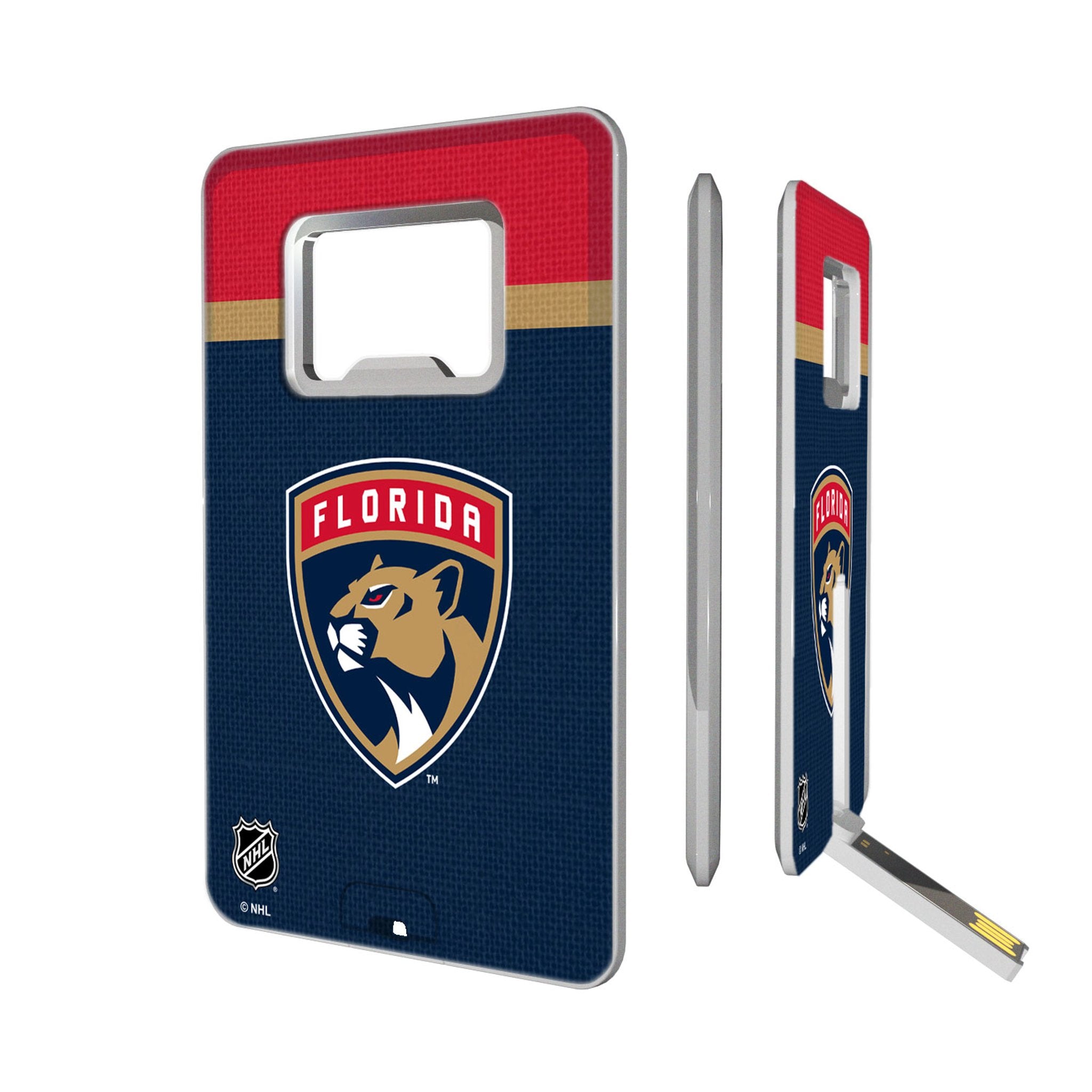 Florida Panthers Stripe Credit Card USB Drive with Bottle Opener 32GB - Sports Gifts, Sports Memorabilia, Sports Collectibles, Fan Shop